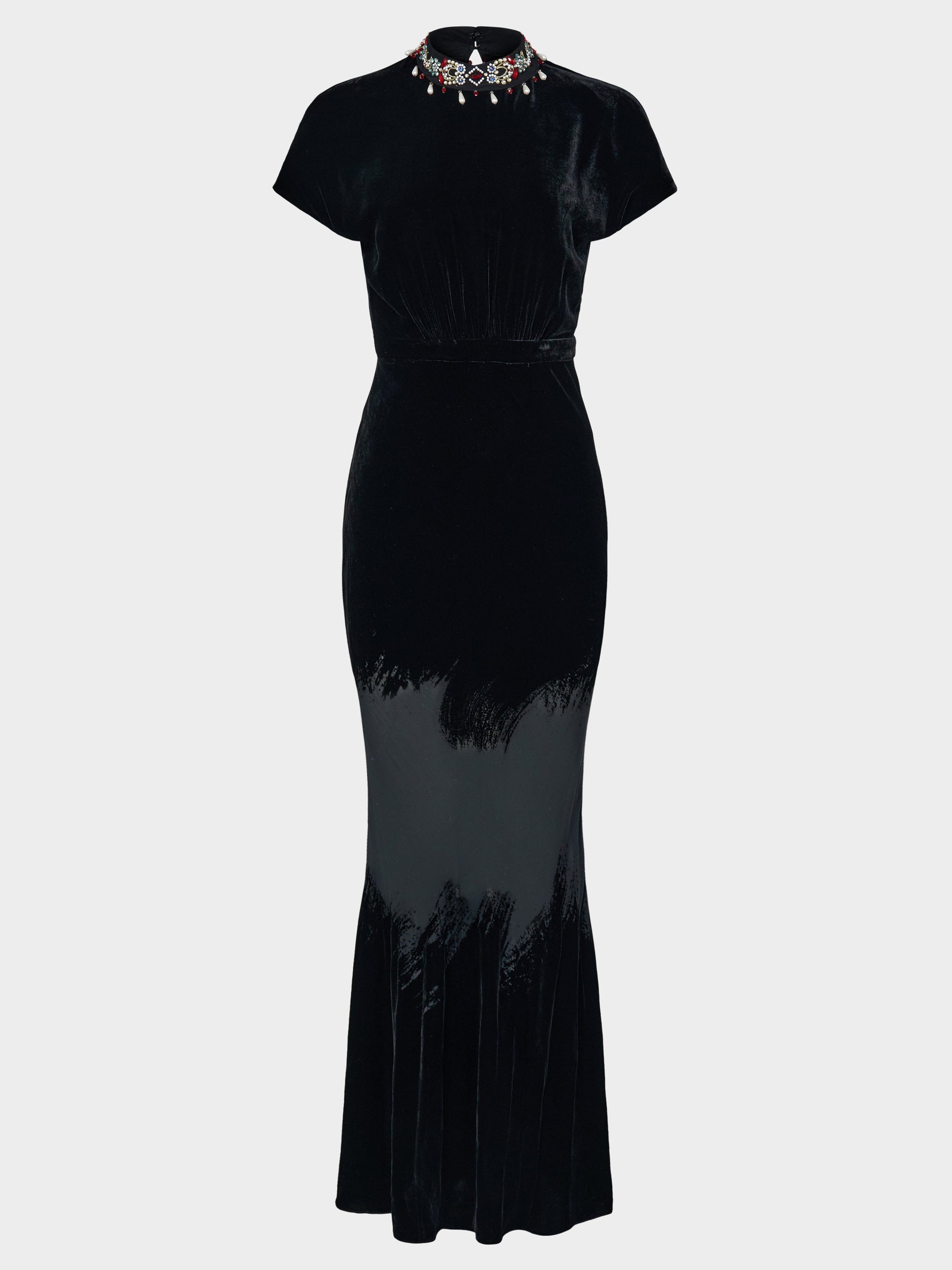 Fabienne Long Dress in Onyx Brushstroke