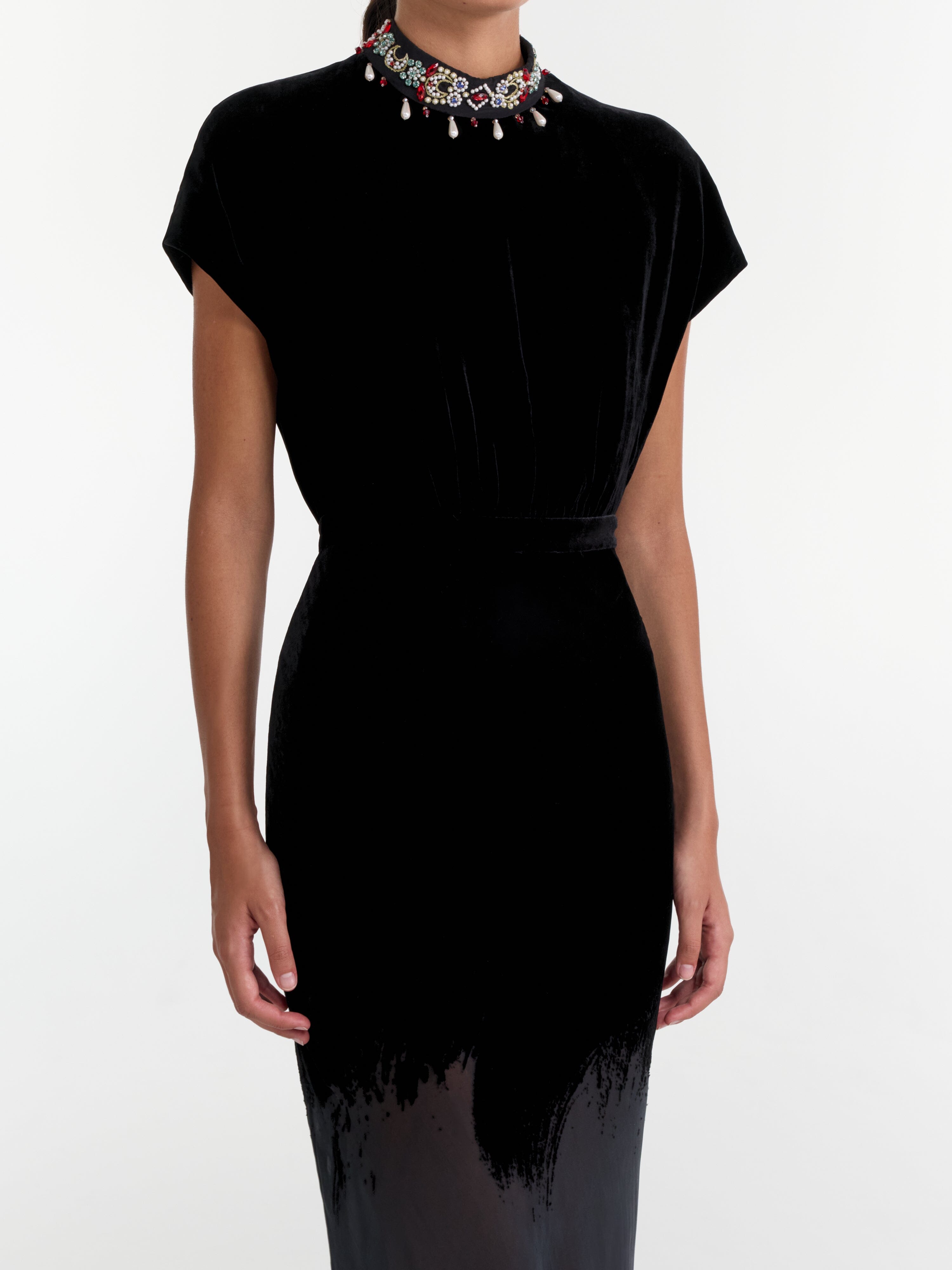 Fabienne Long Dress in Onyx Brushstroke
