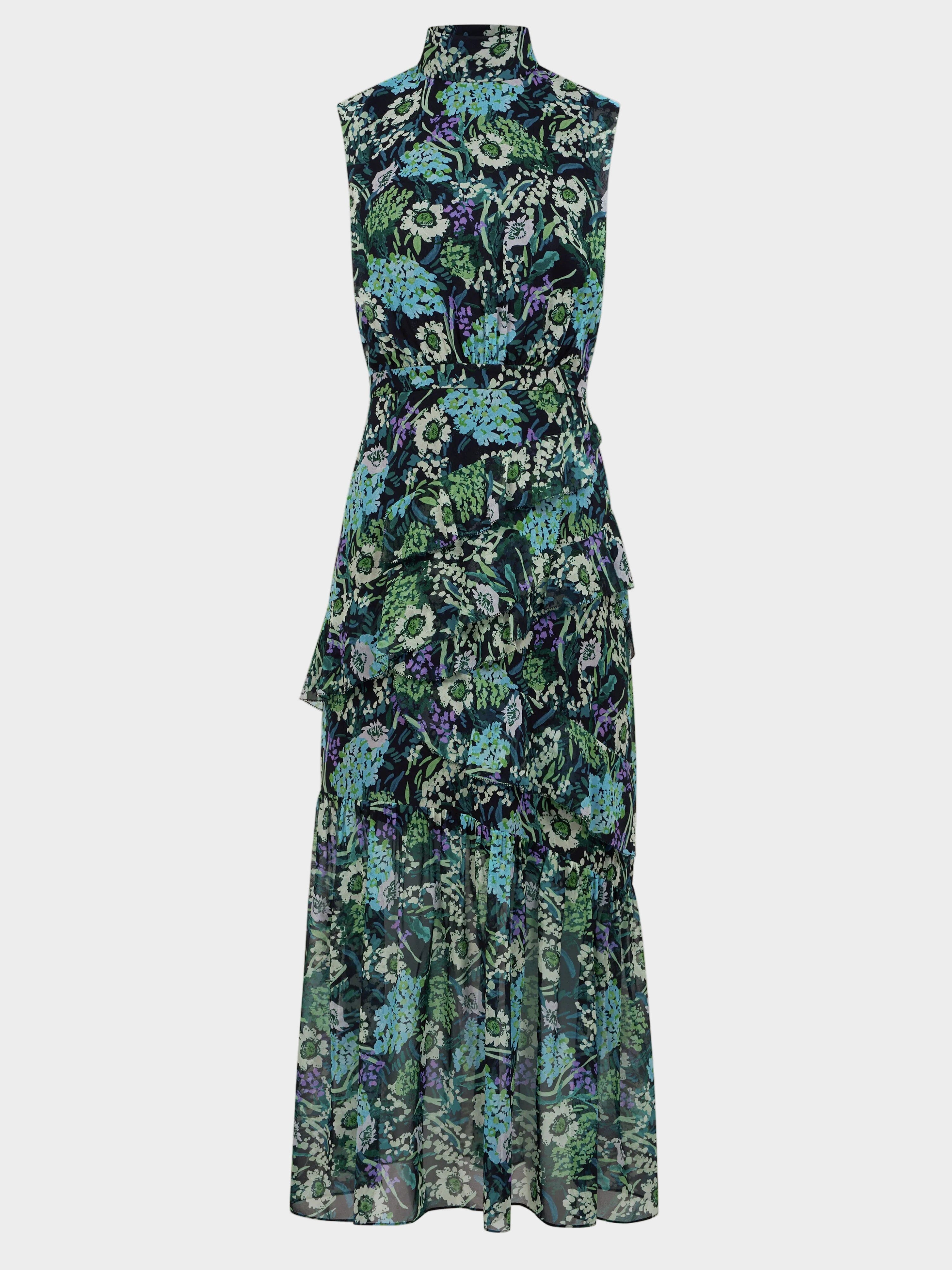 Fleur Ruffle Dress in Silva Fern