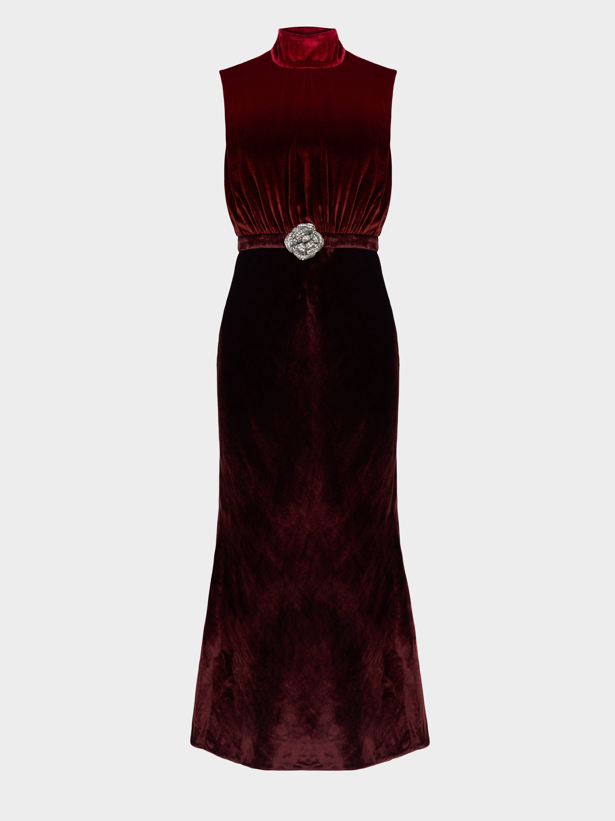 Fleur Velvet Dress in Ombre Garnet