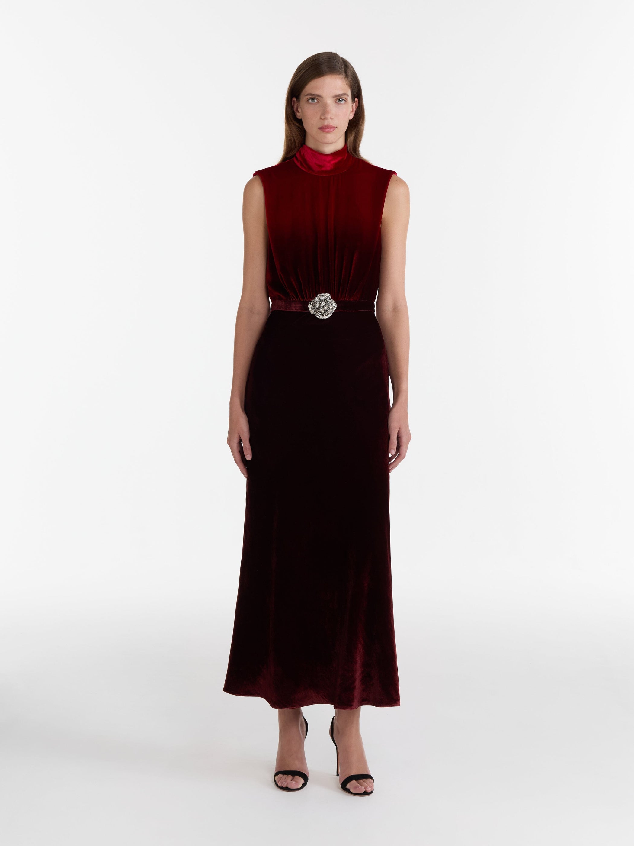 Fleur Velvet Dress in Ombre Garnet