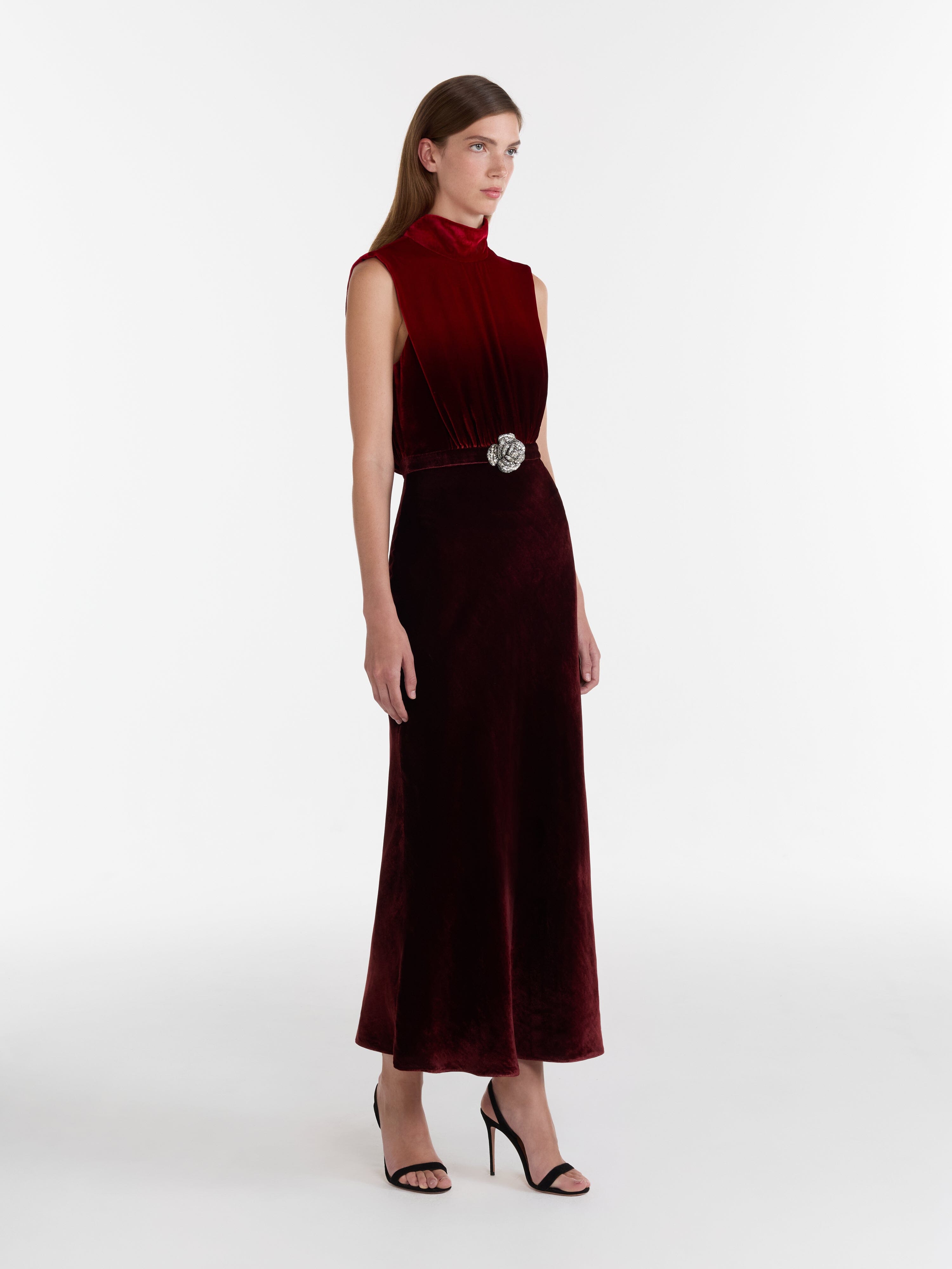 Fleur Velvet Dress in Ombre Garnet