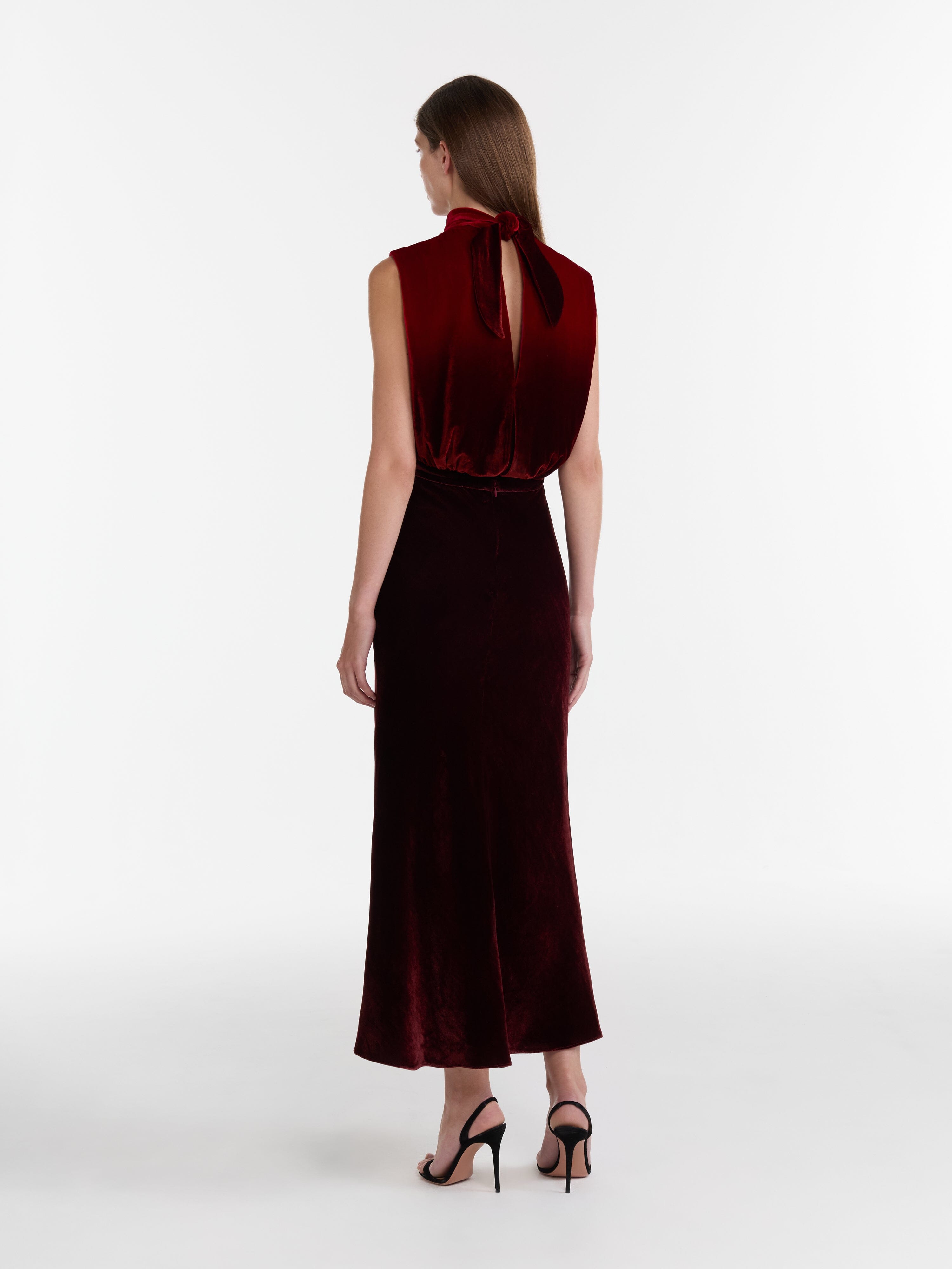 Fleur Velvet Dress in Ombre Garnet