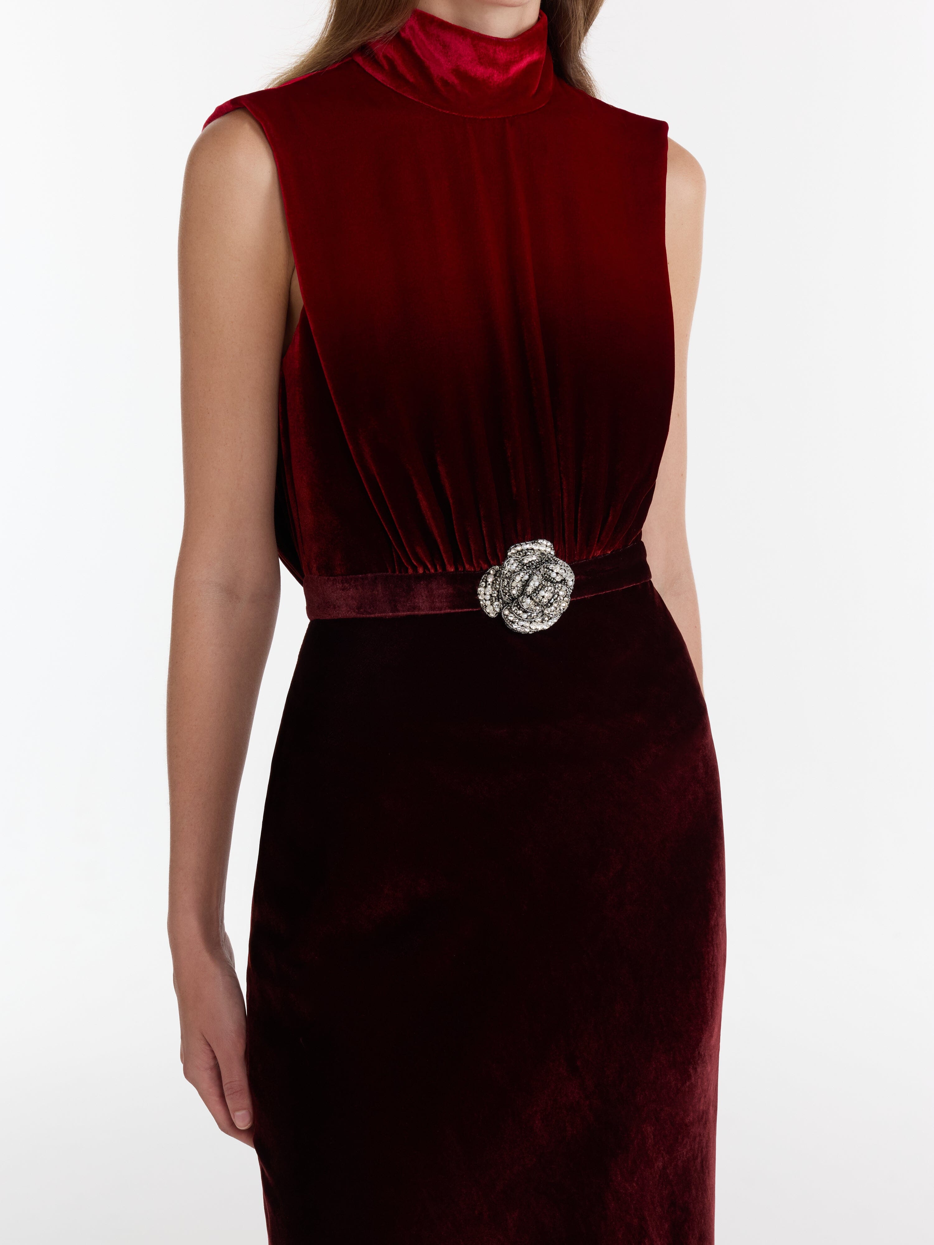 Fleur Velvet Dress in Ombre Garnet