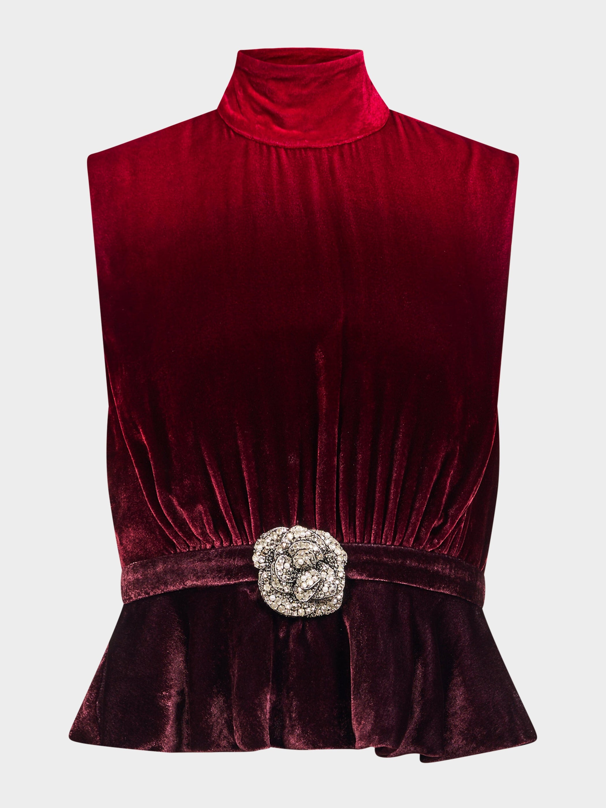 Fleur Velvet Top in Ombre Rouge