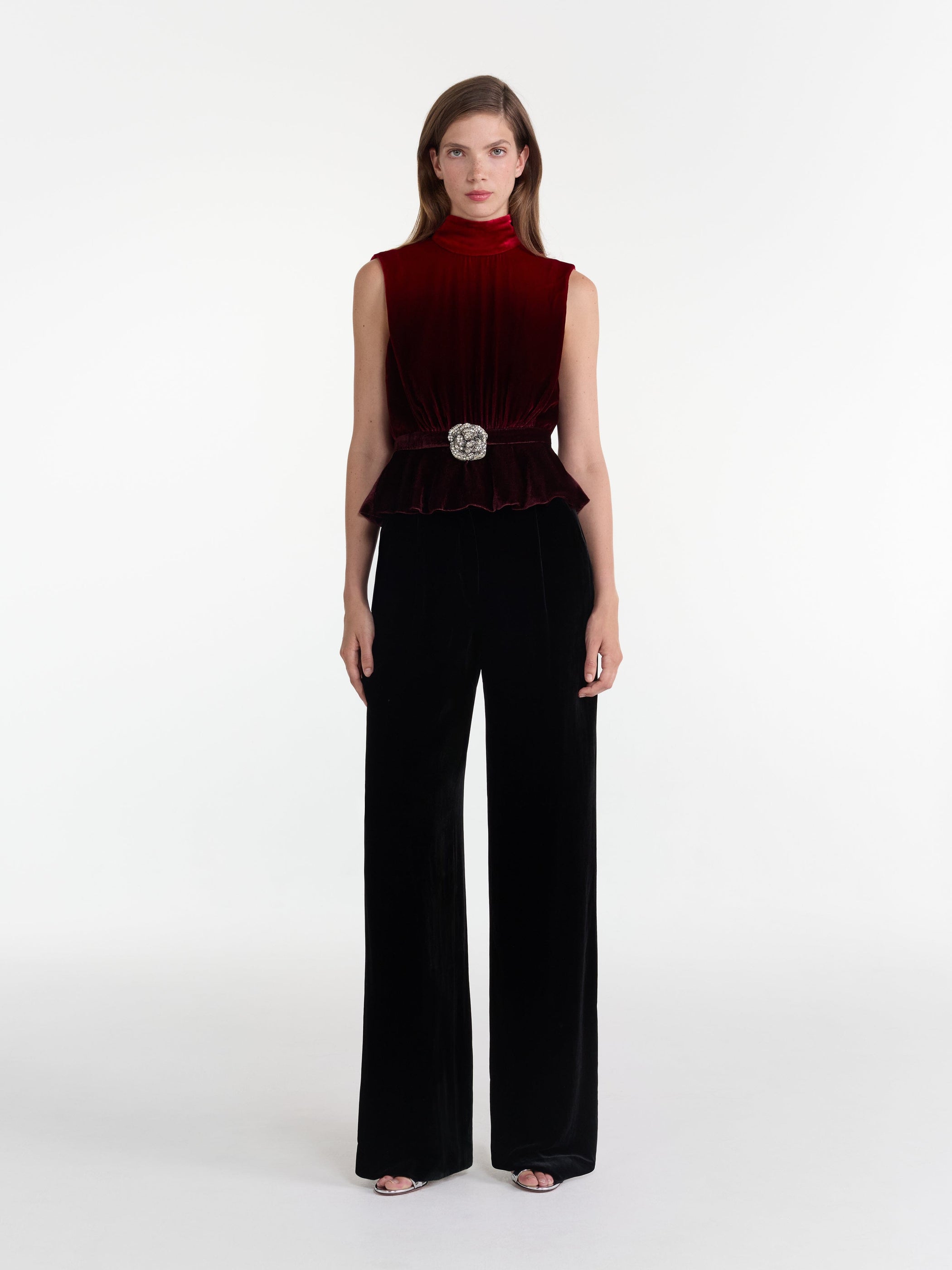 Fleur Velvet Top in Ombre Rouge