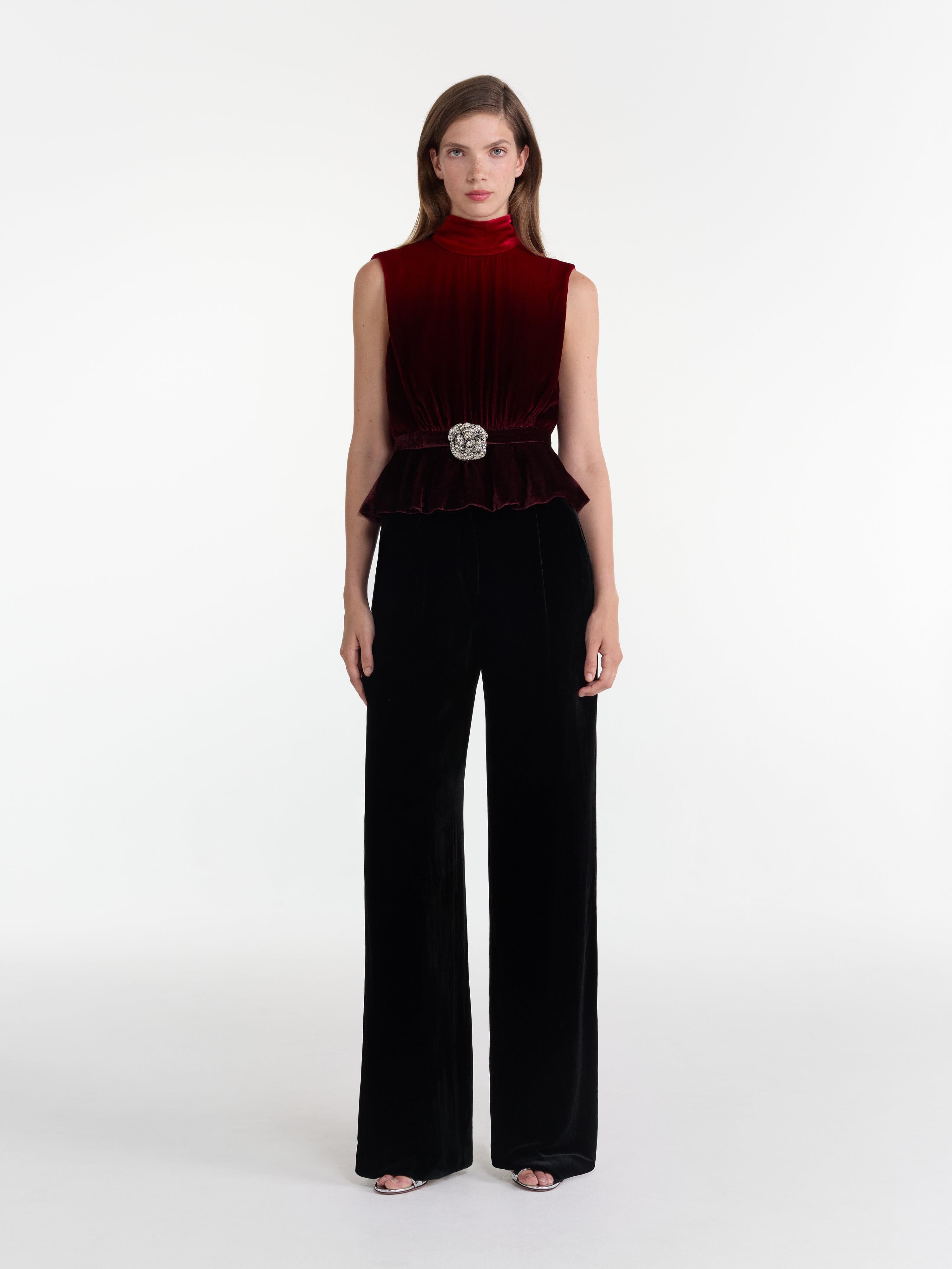 Fleur Velvet Top in Ombre Rouge