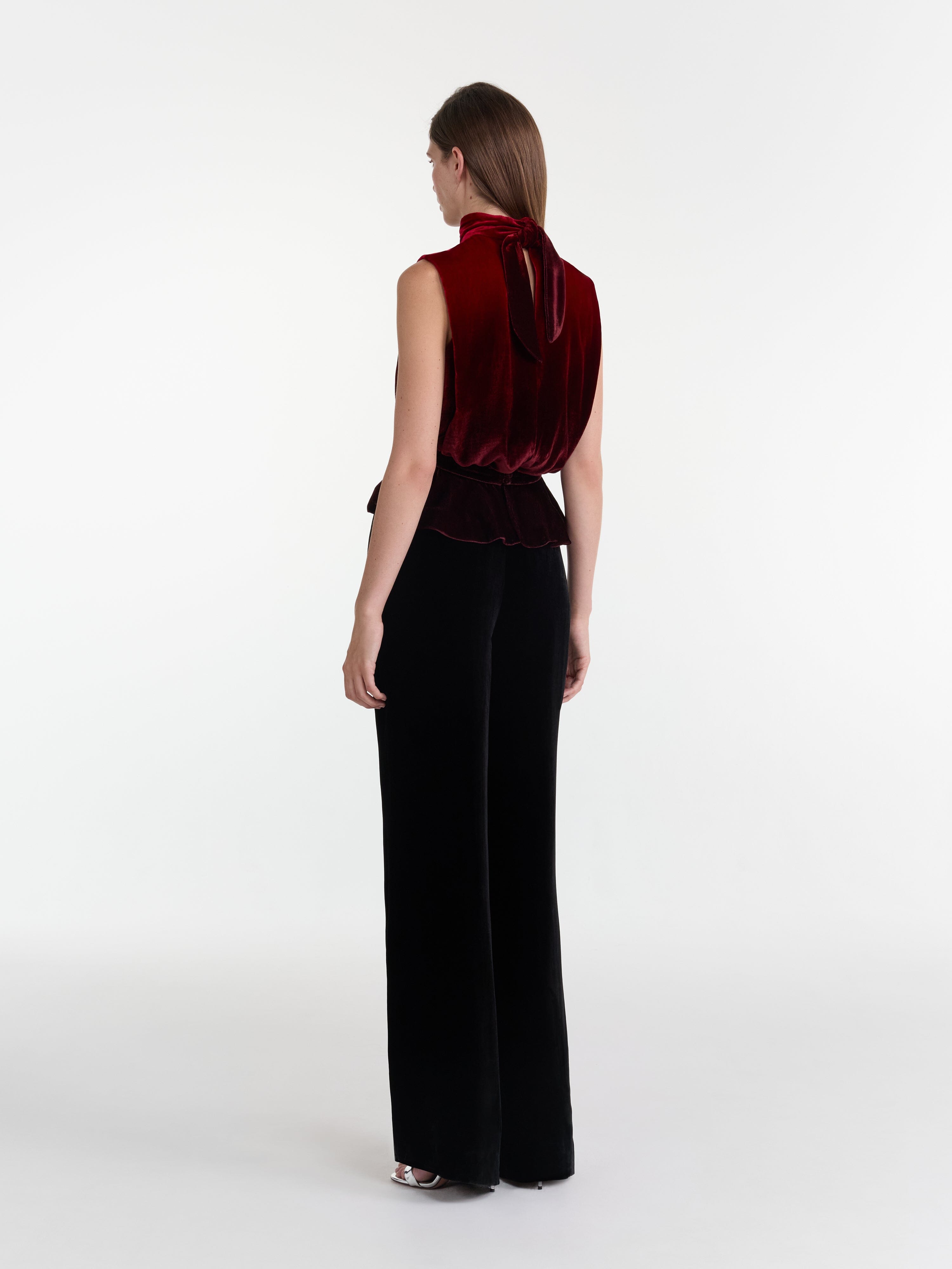 Fleur Velvet Top in Ombre Rouge