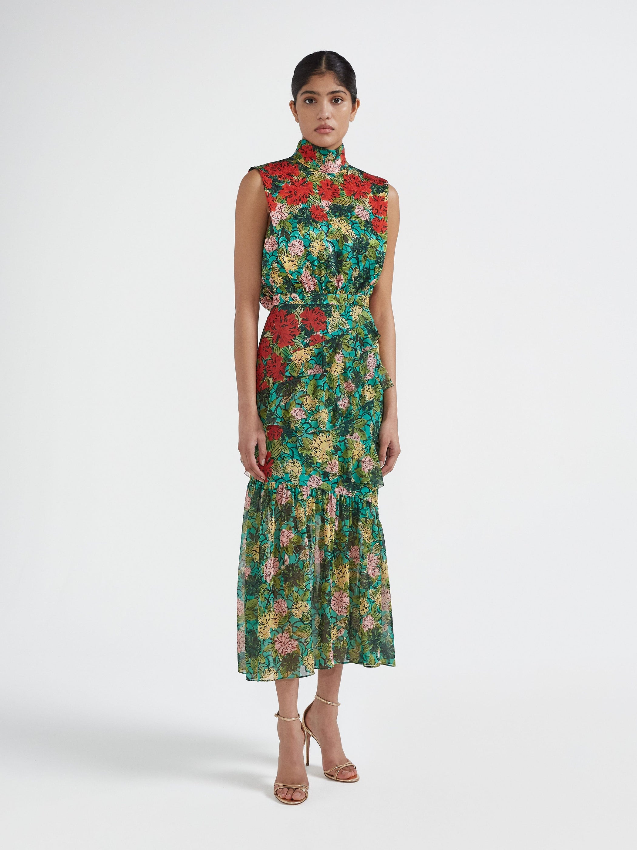 Fleur Ruffle Dress in Lantana Bloom