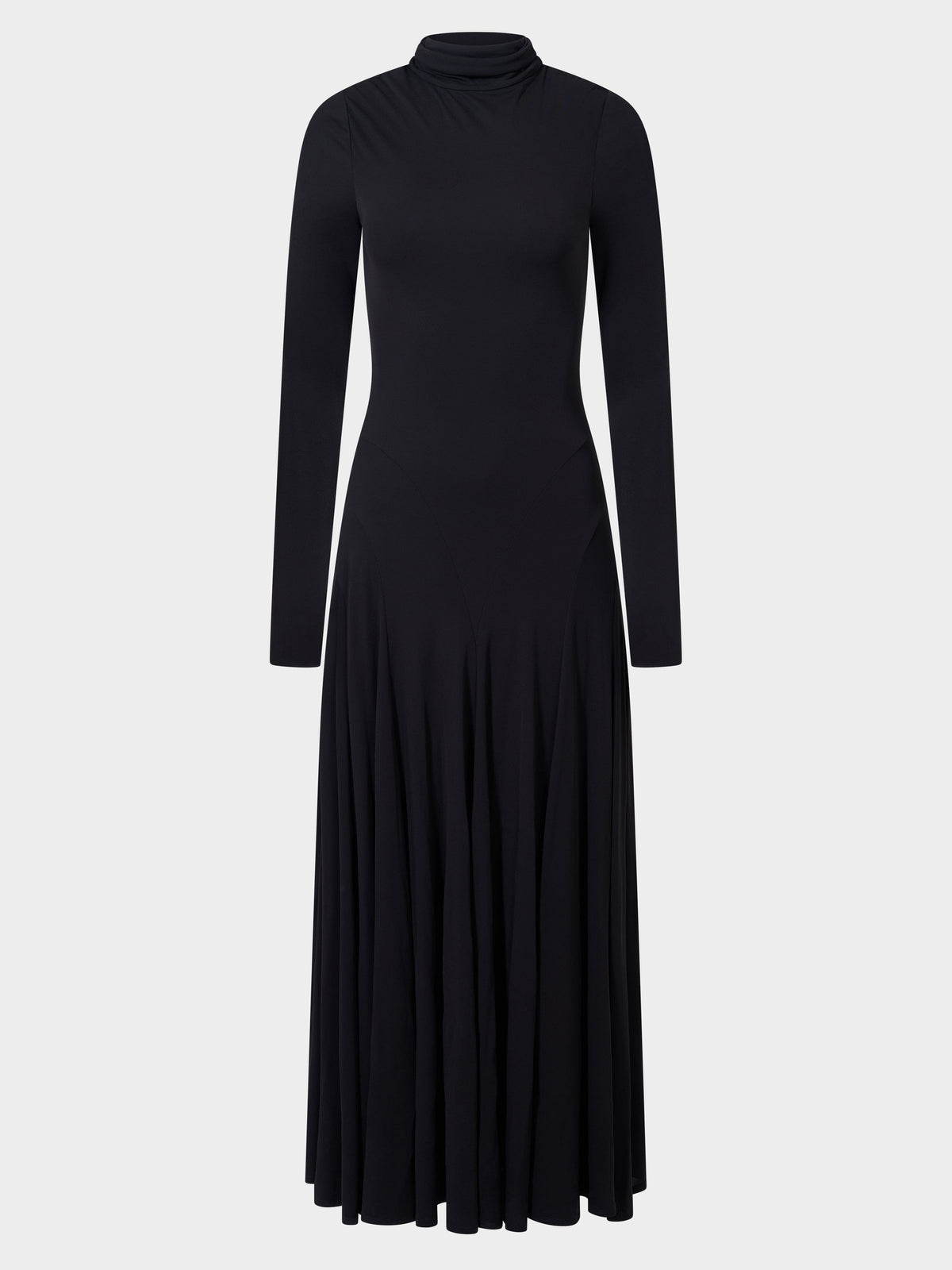 Black long sleeve jersey maxi dress