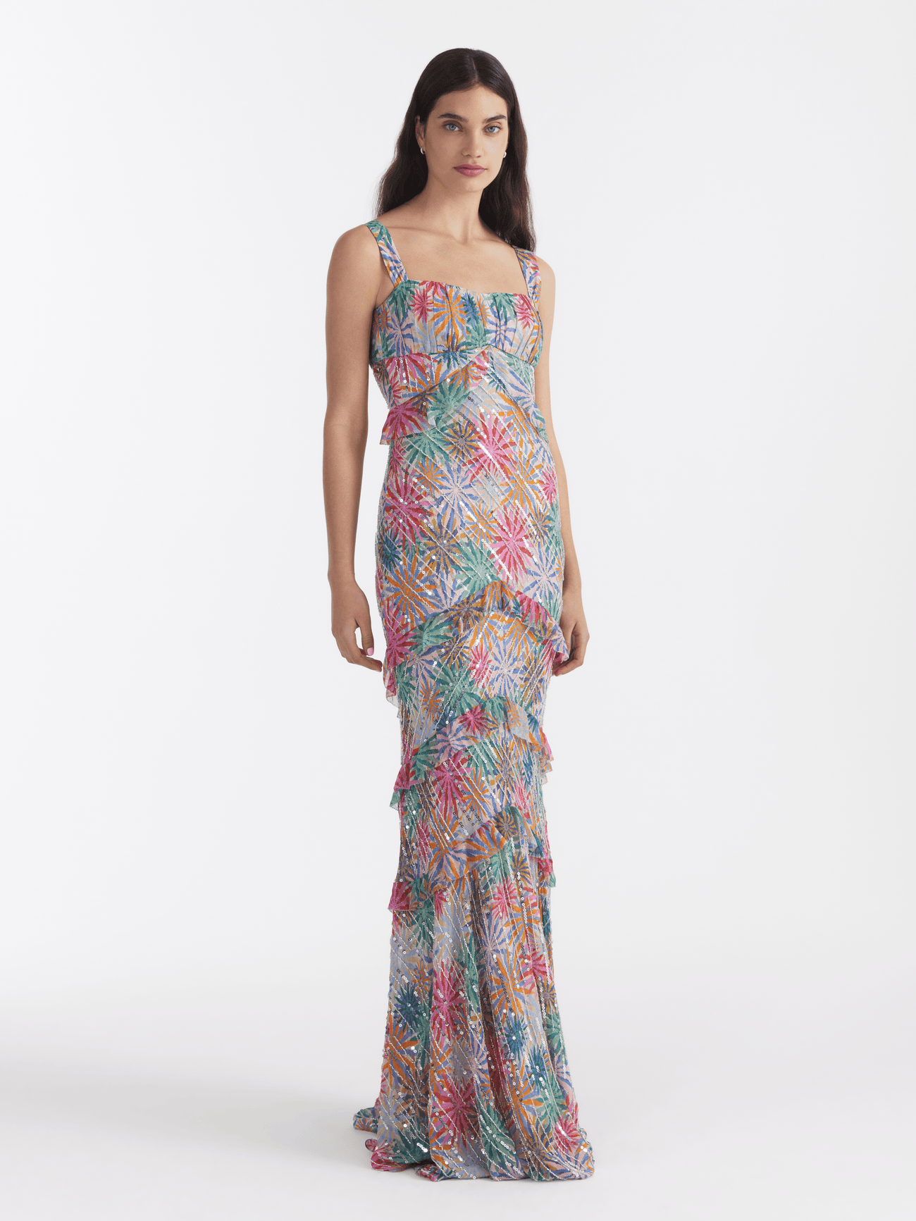 Saloni green sequin clearance dress