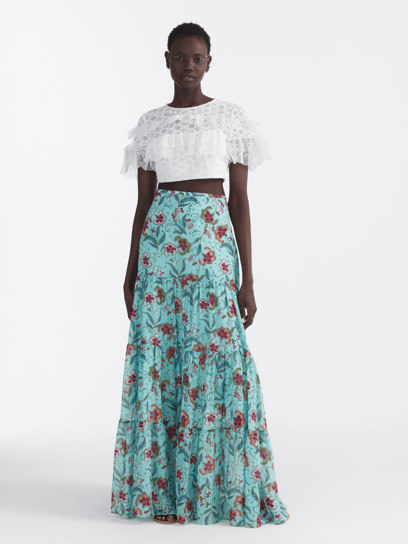 Floral maxi skirt sales zara