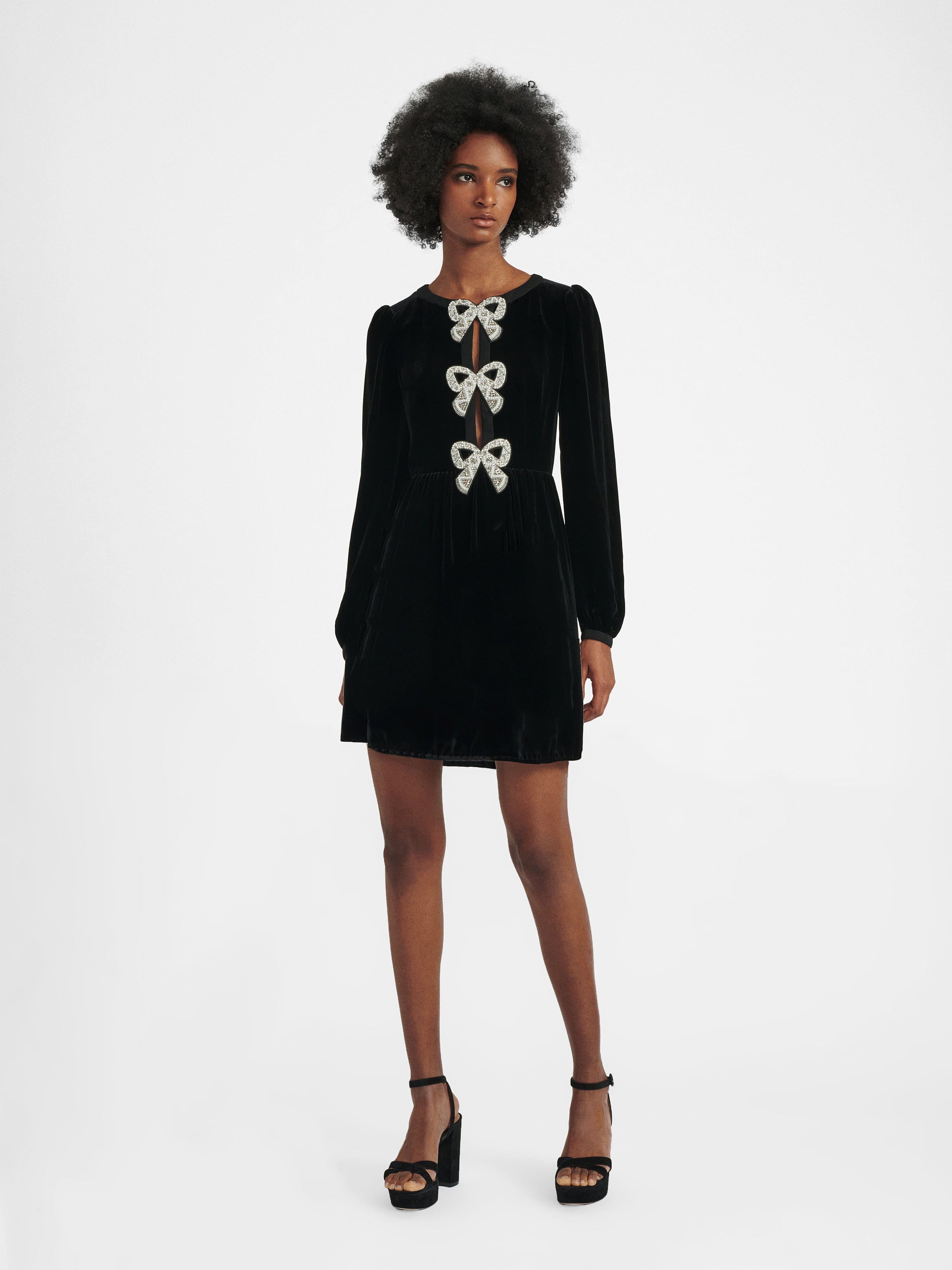 Saloni Black Camille Bows Mini Dress | Black | 2 Saloni Black Camille Bows Mini Dress | Black | 2