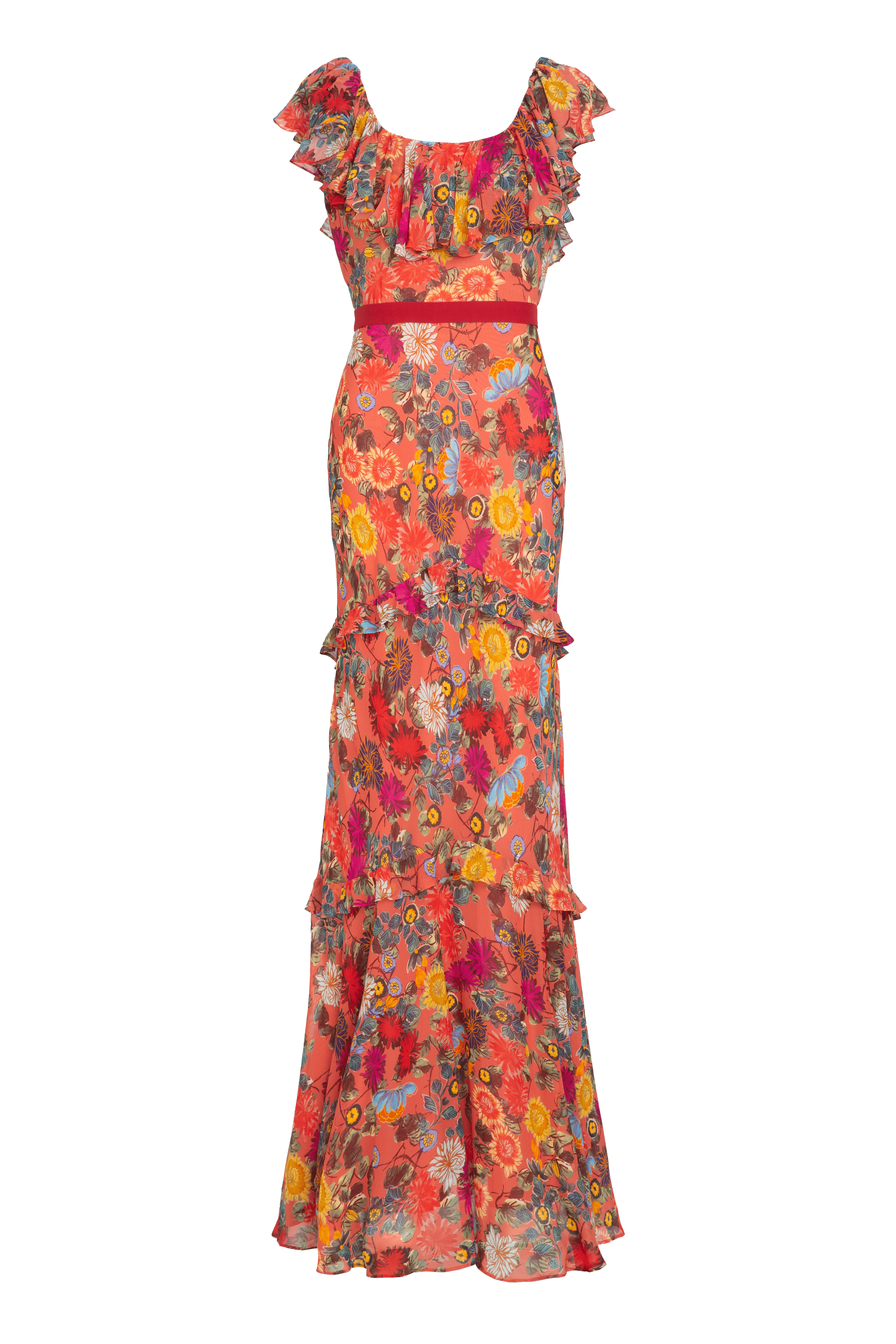 Ella Long Dress in Jardine Coral