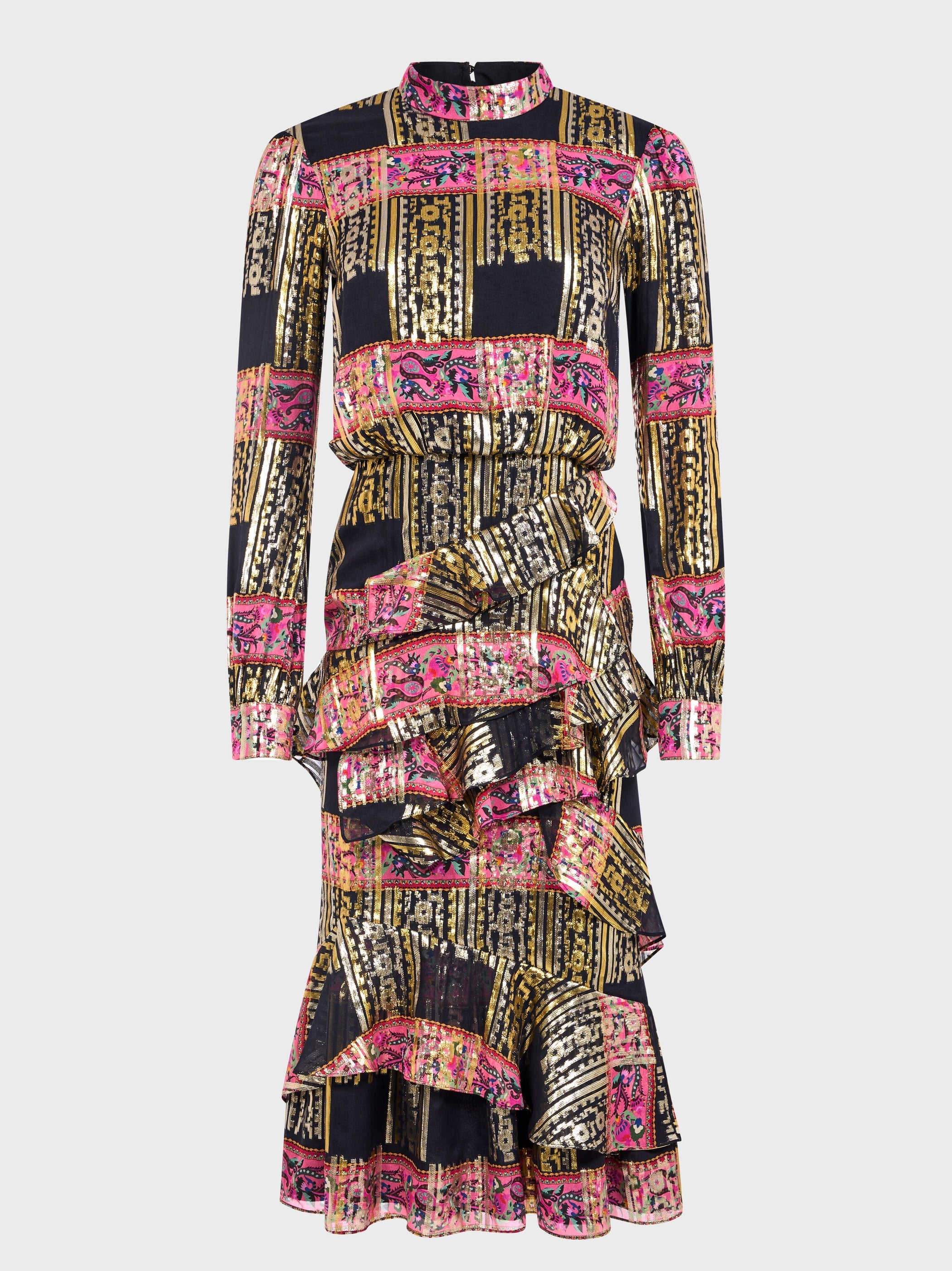 Isa Ruffle Dress in Budapest Lineae