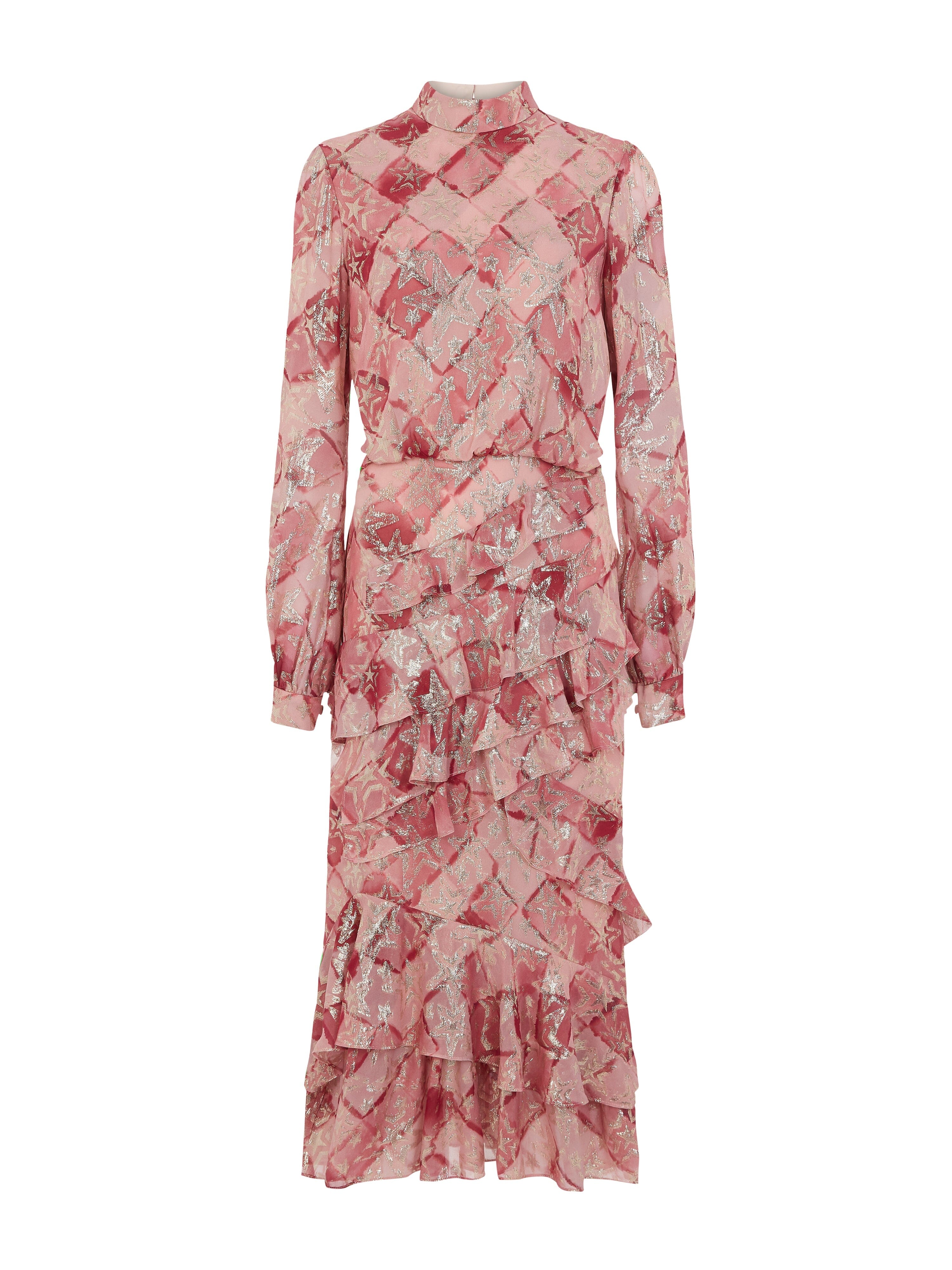 Isa Ruffle Dress in Rose Check print
