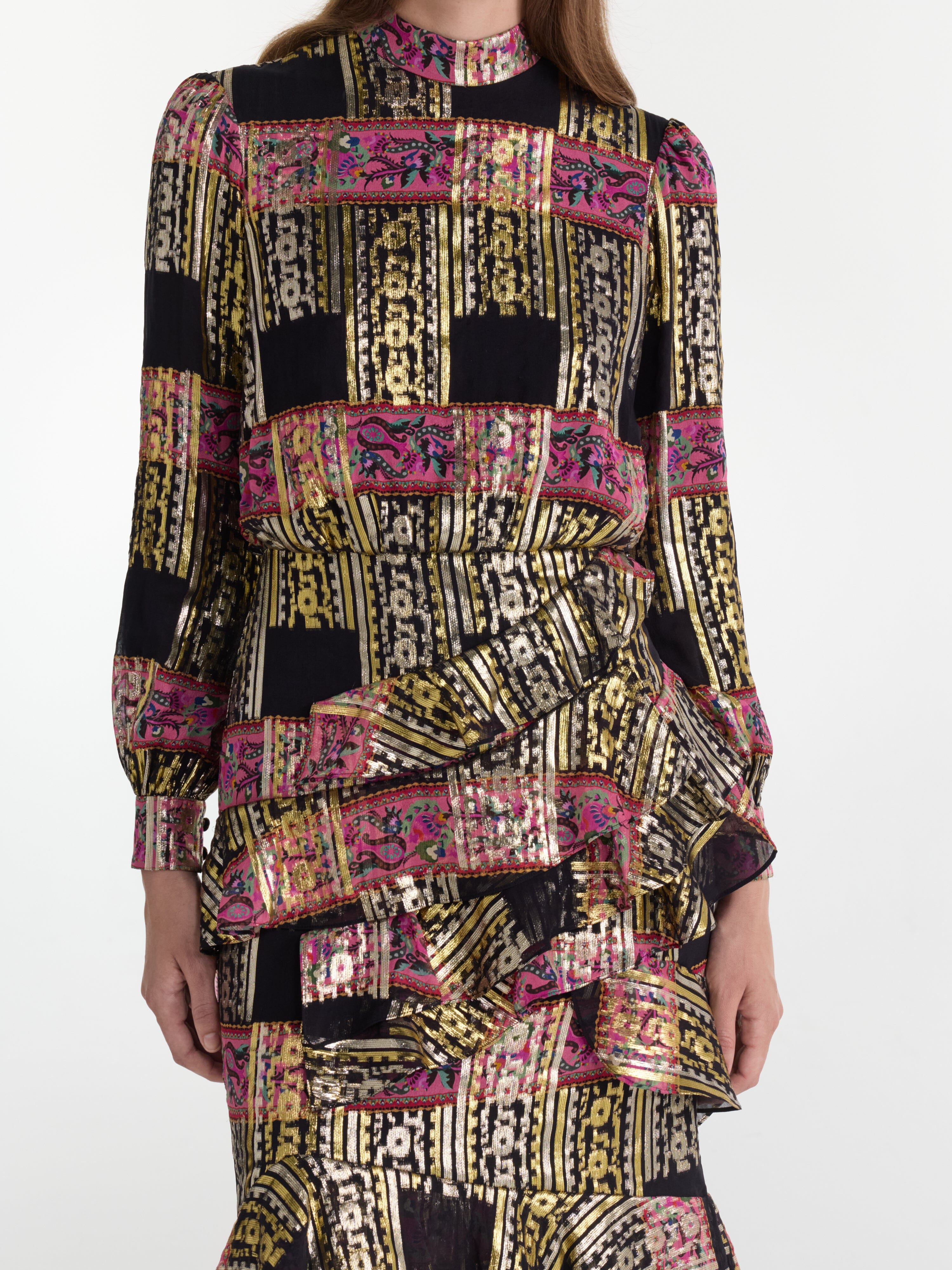 Isa Ruffle Dress in Budapest Lineae