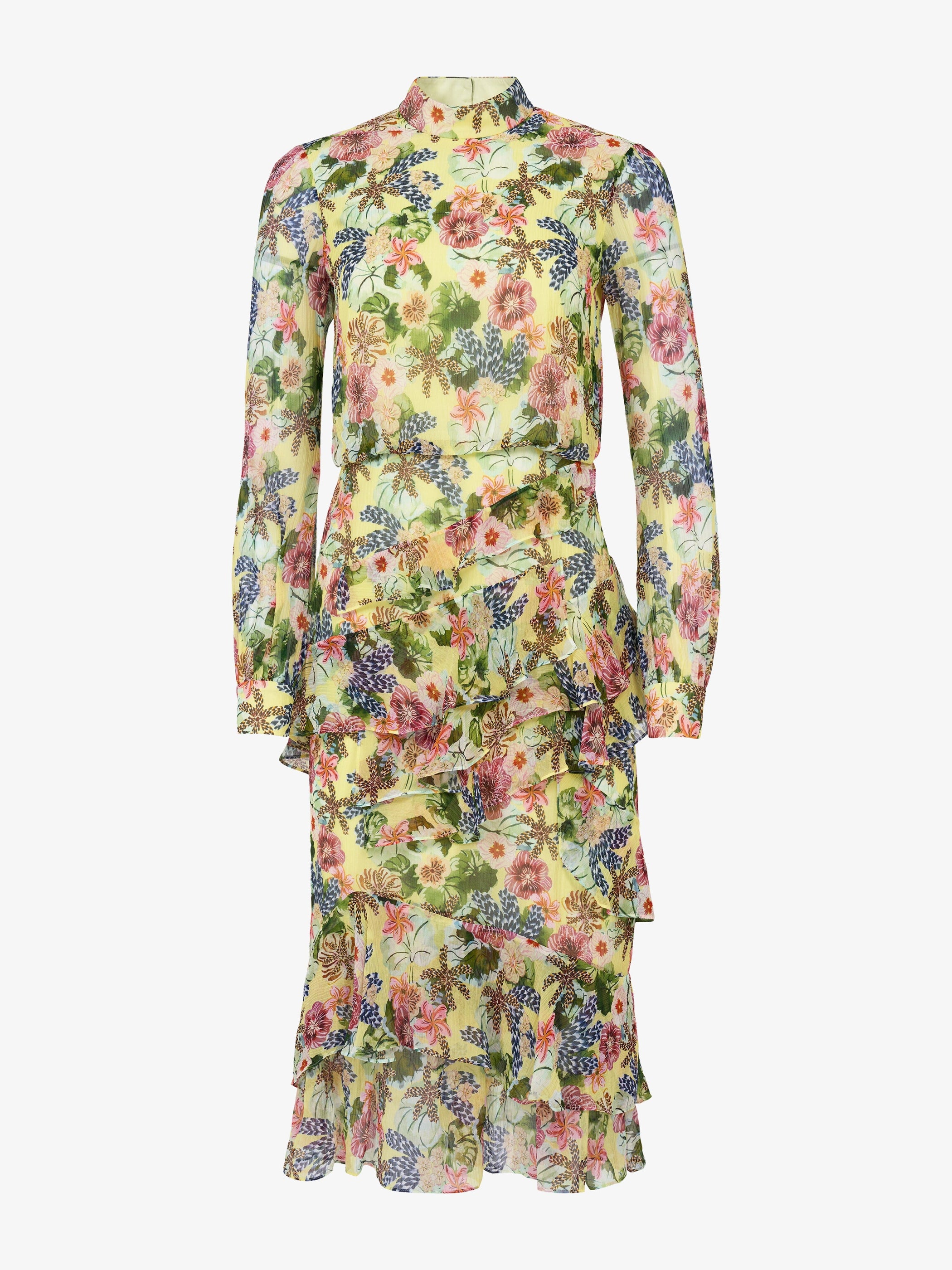 Isa Ruffle Dress in Plumeria Lemon