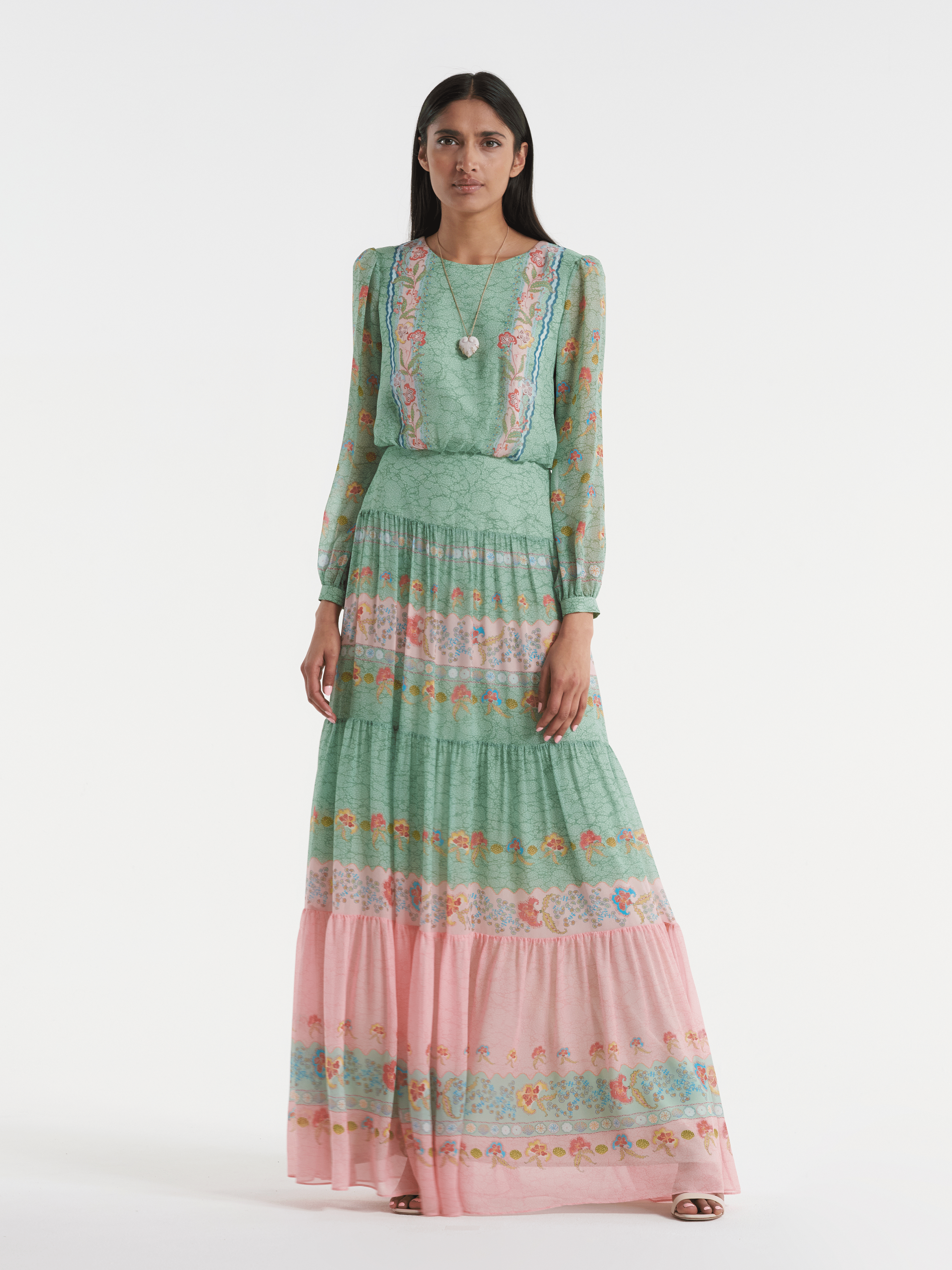 SALONI London - Isabel Long Dress in Delemare Wave - Silk SALONI London - Isabel Long Dress in Delemare Wave - Silk