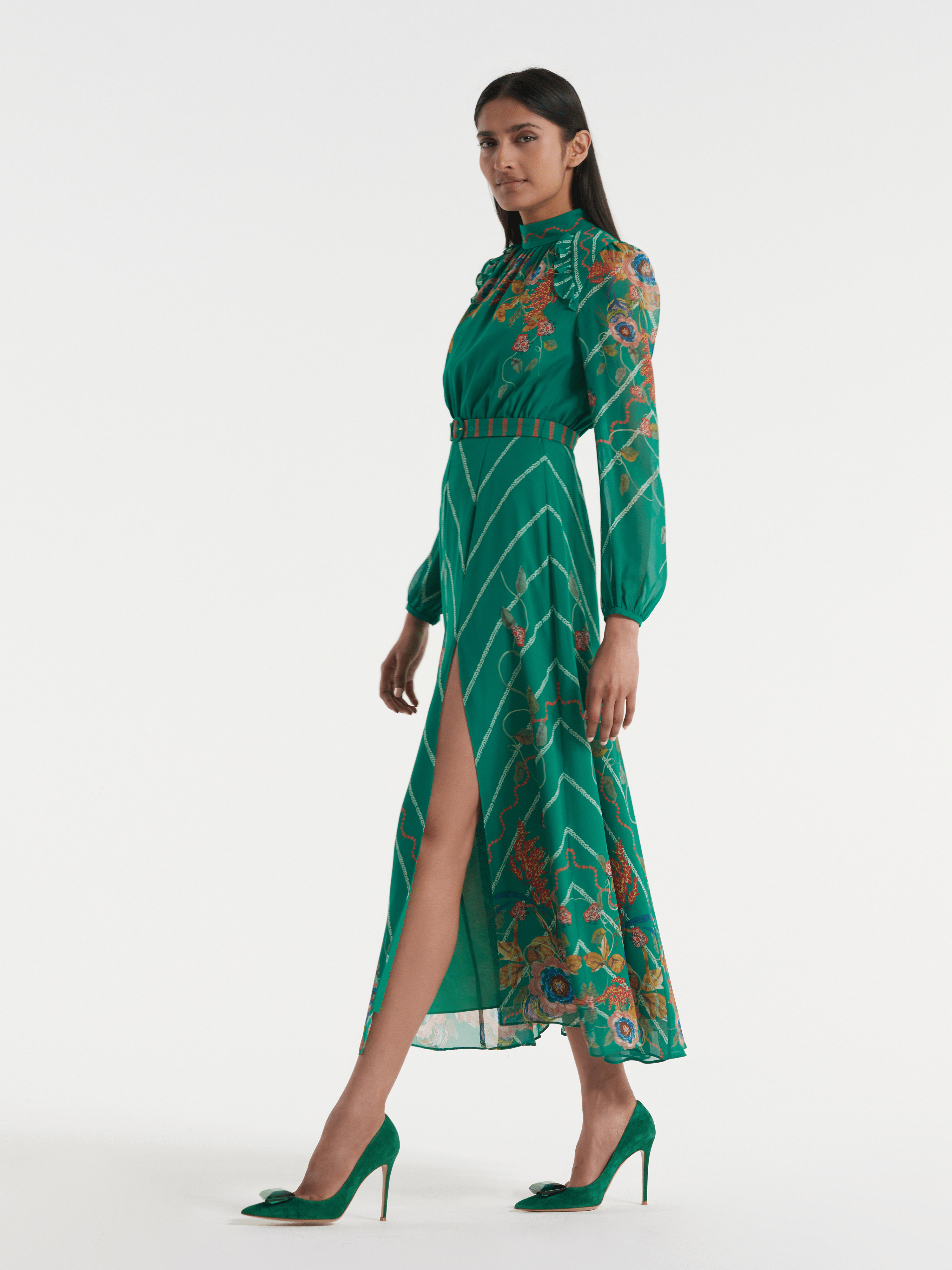 Jacqui B Dress in Emerald Barley