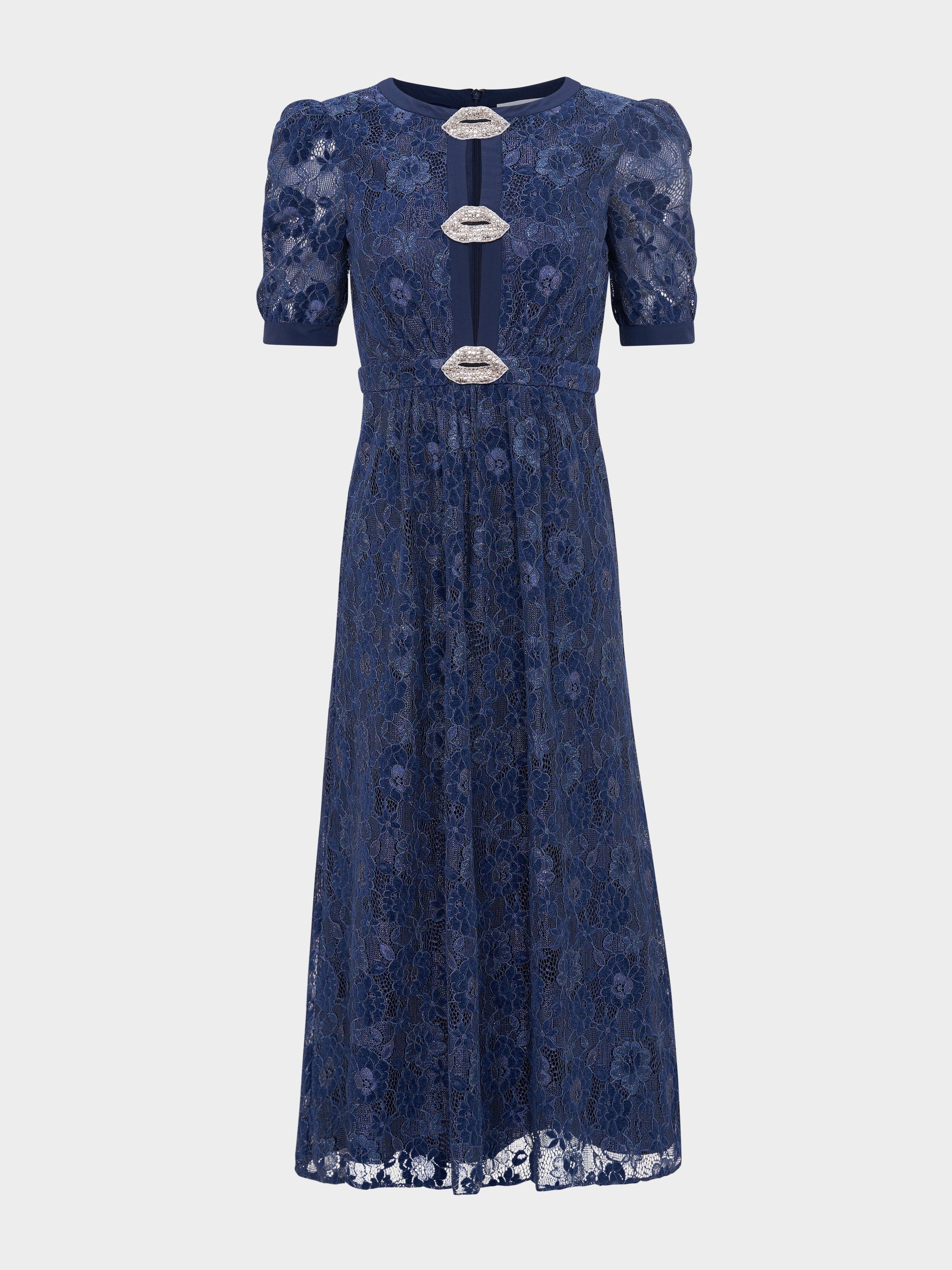 Jamie C Dress in Metallic Navy Lip