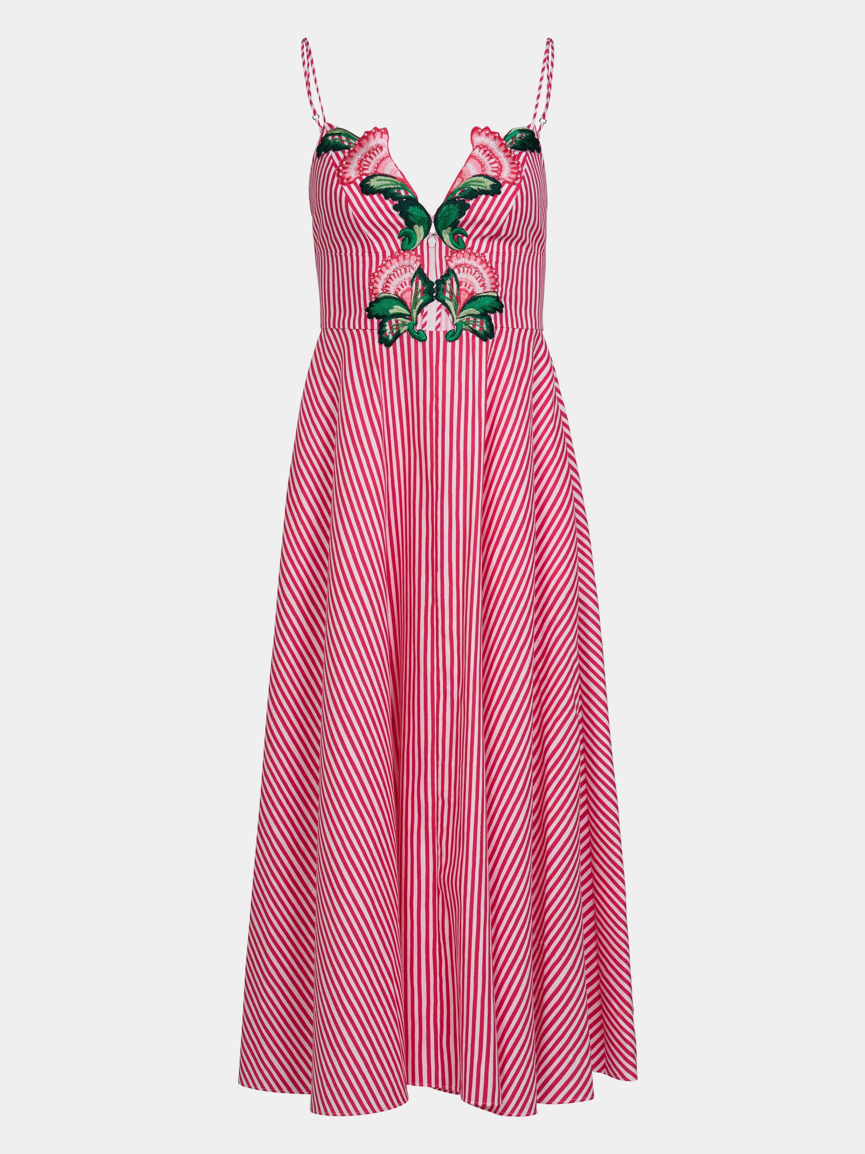 Jana B Dress in Cerise Mini Stripe