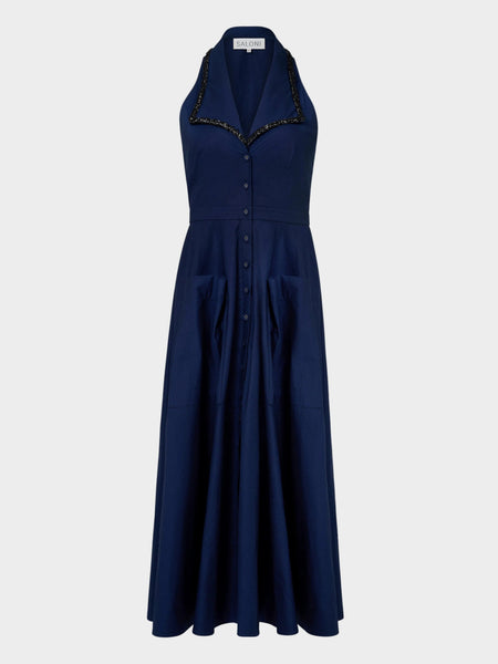jessica simpson navy blue dress Jessica Simpson A Line Dress Womans Size L Navy Blue Pleated
