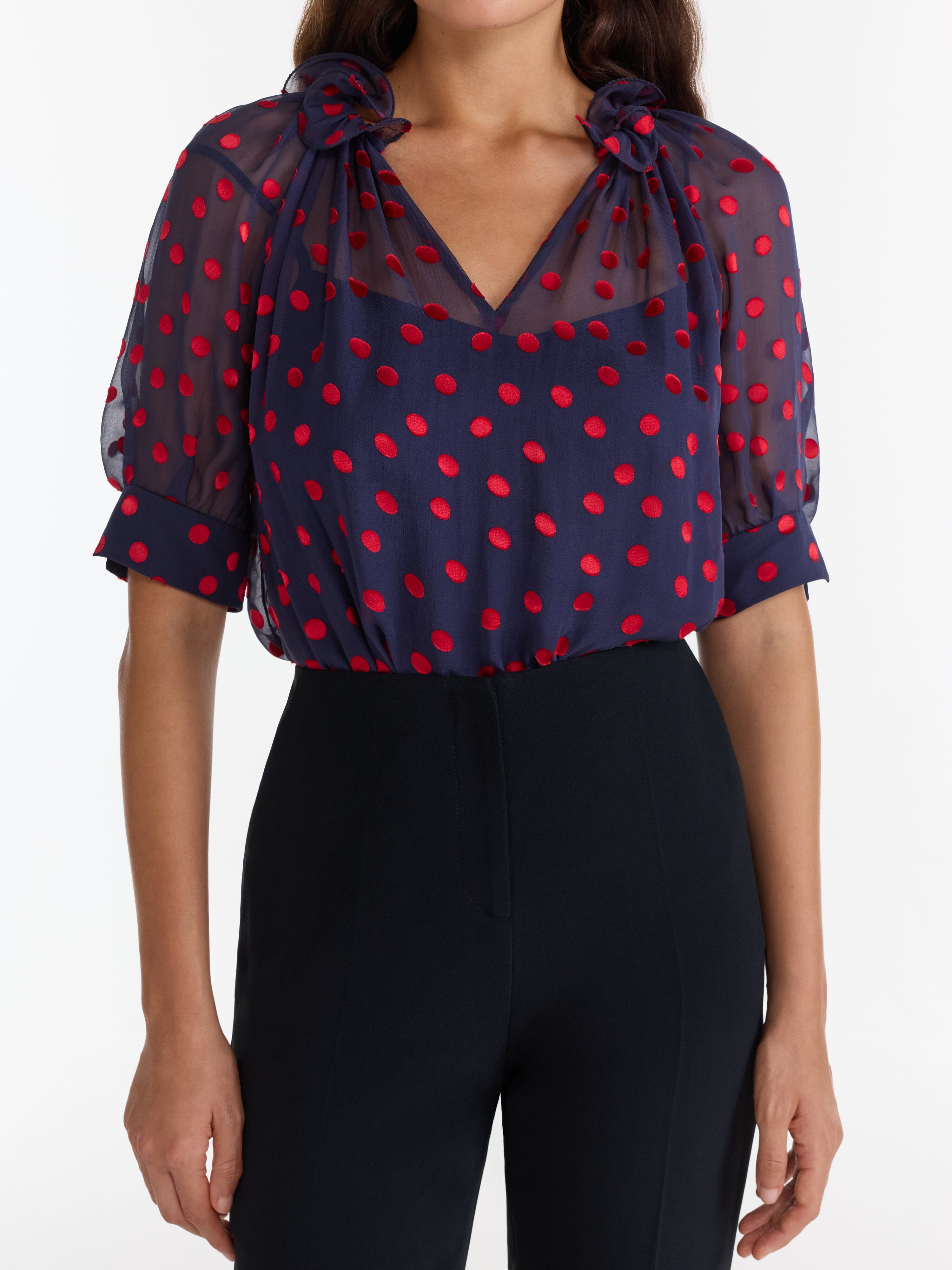 Josie Top in Navy Bright Rouge
