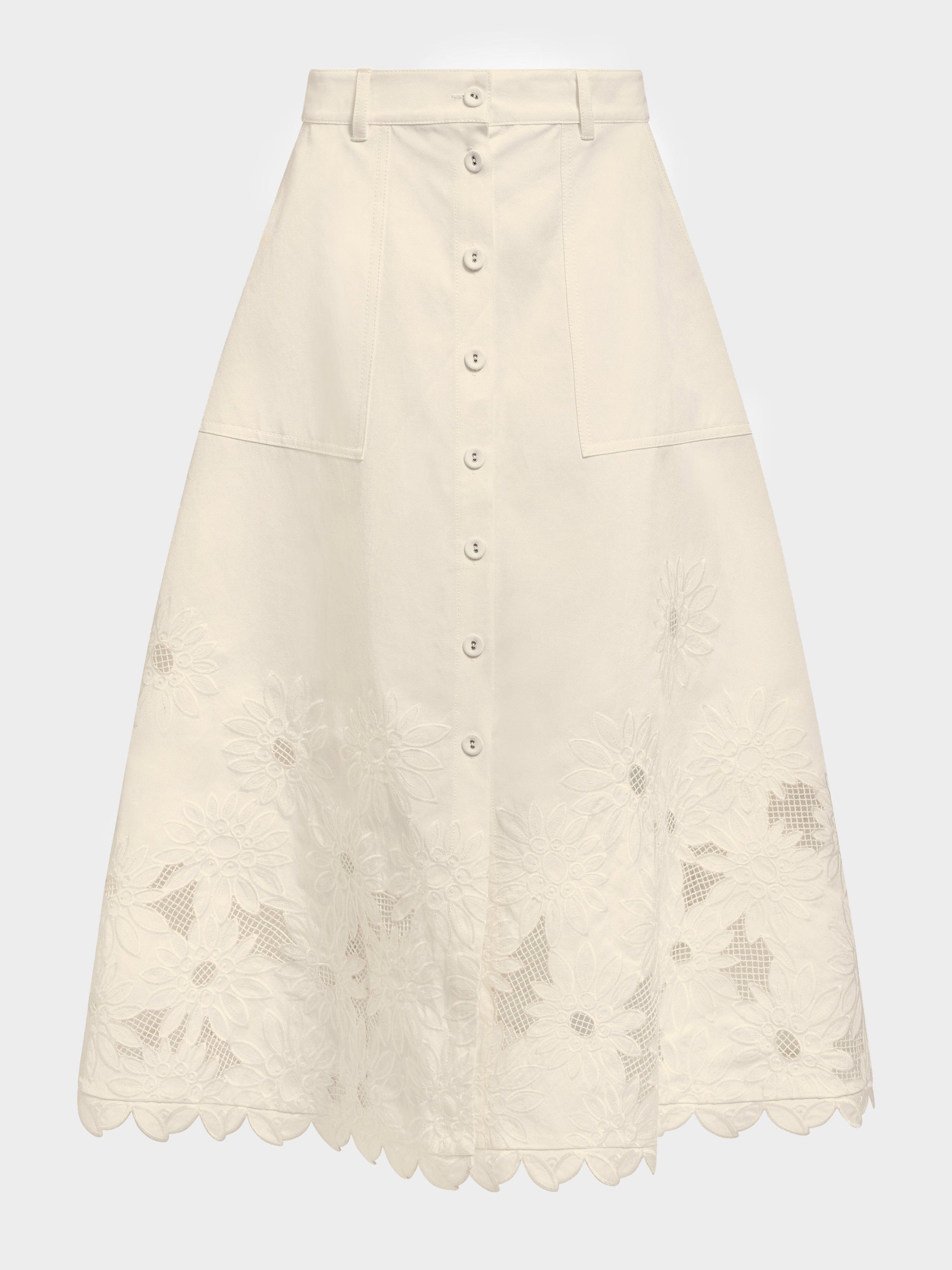 Kali C Skirt in Light Cream Embroidery