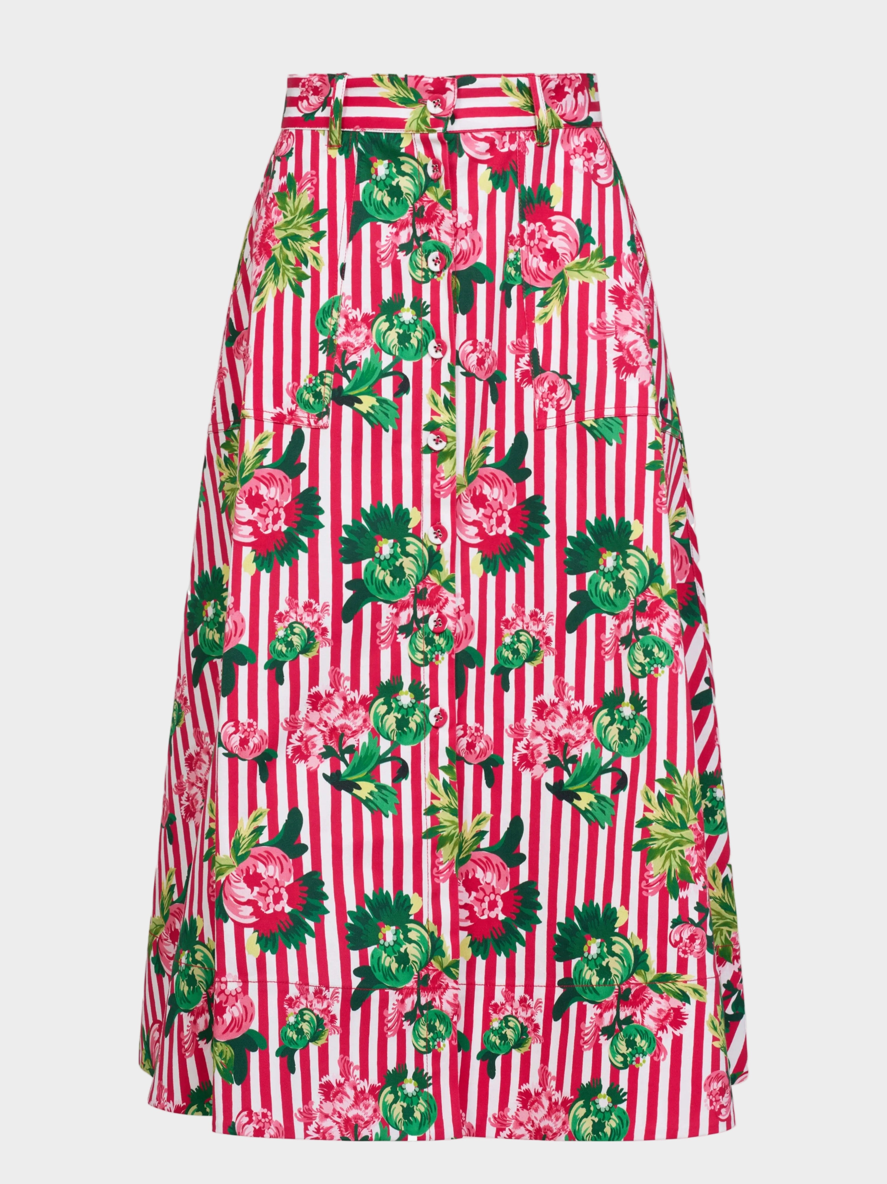 Kali C Skirt in Pivoines Stripe