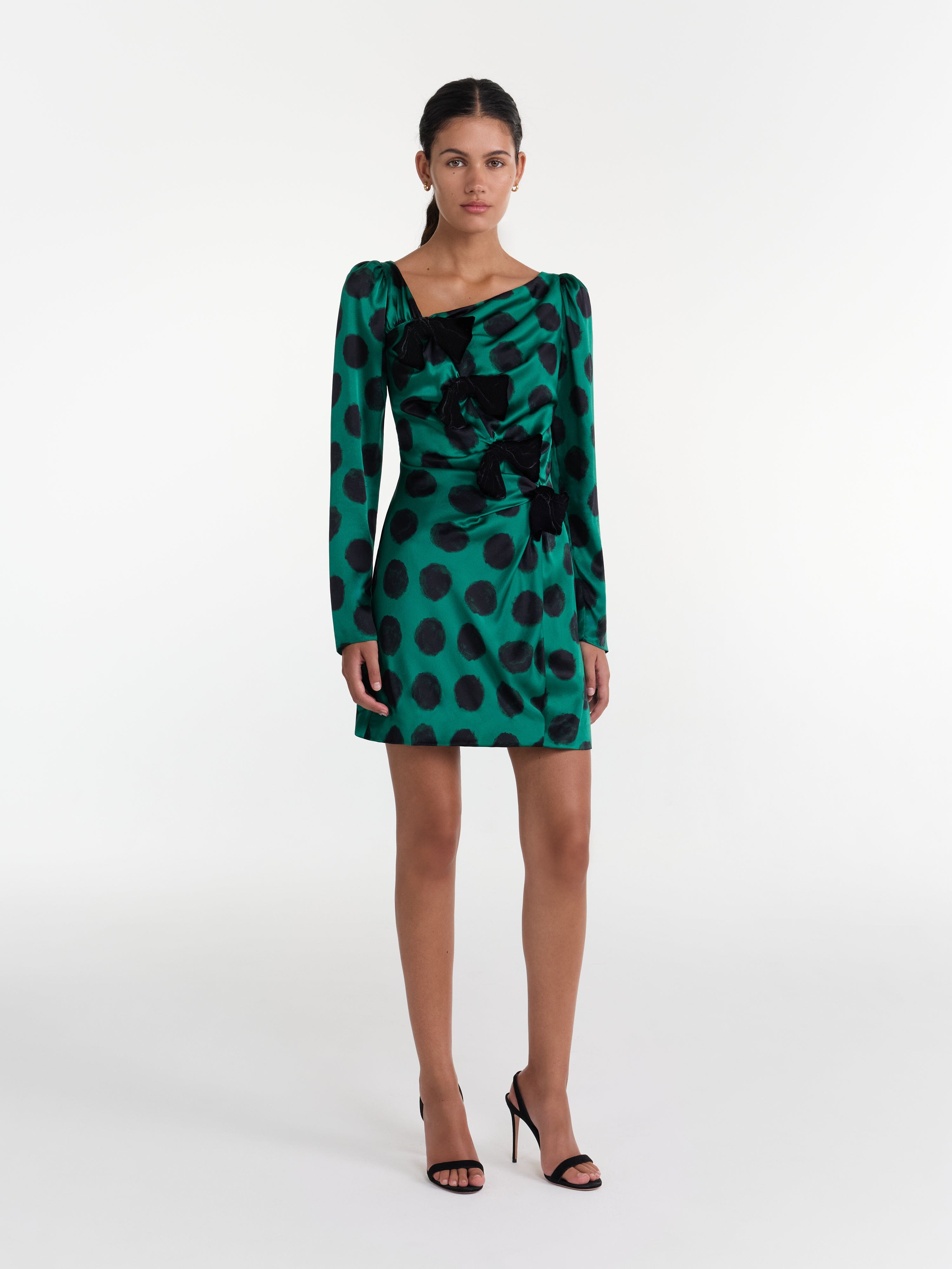 Kelly Mini B Dress in Emerald Giant Polka