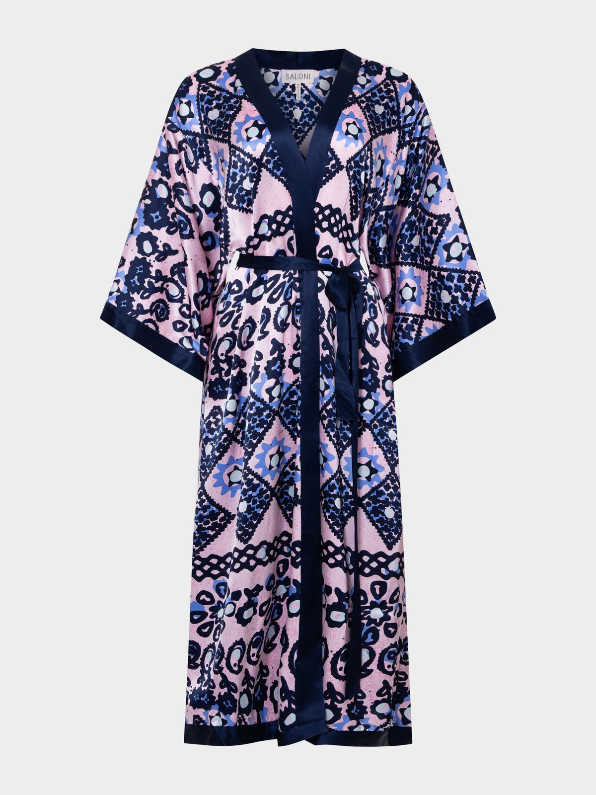 Pink Batik Robe Silk Kimono Robe in Quartz Batik – SALONI