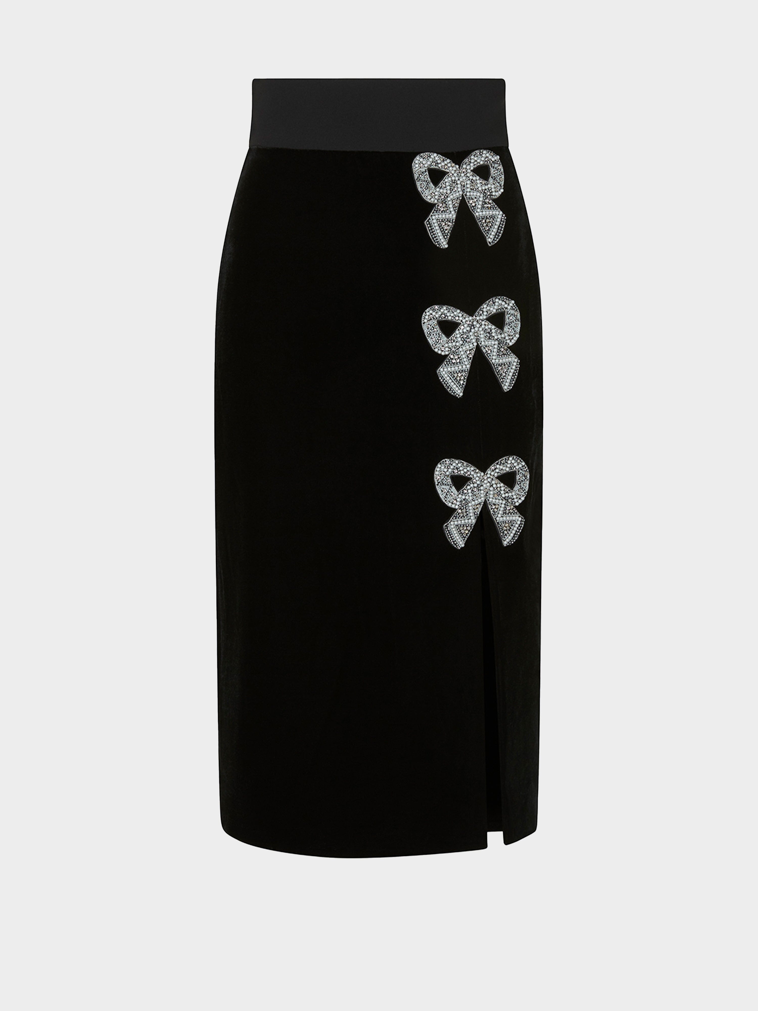 Kirsten Velvet Embellished Bows Skirt