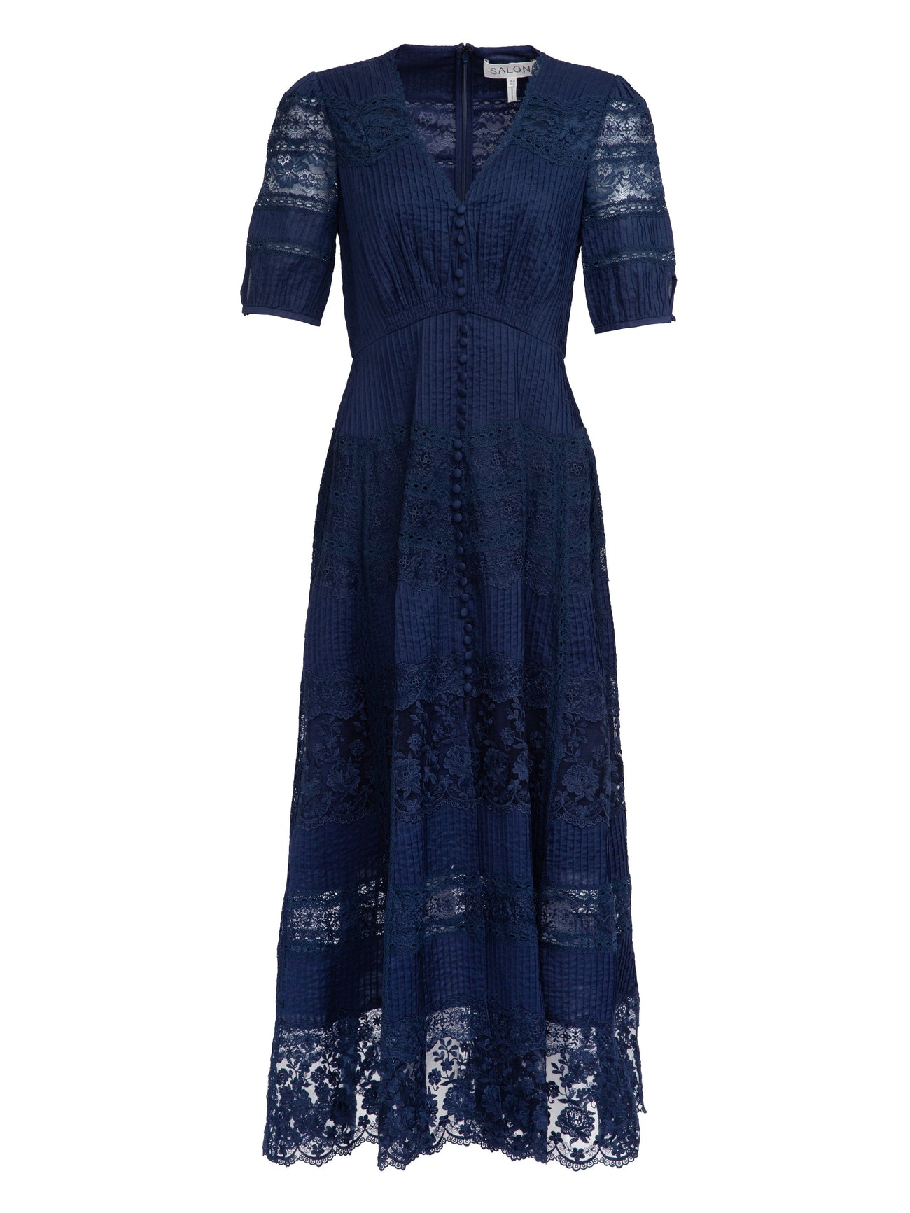 Load image into Gallery viewer, Lea Long Lace Dress in Navy