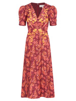 Lea Long Dress in Ruby Paisley Embroidery