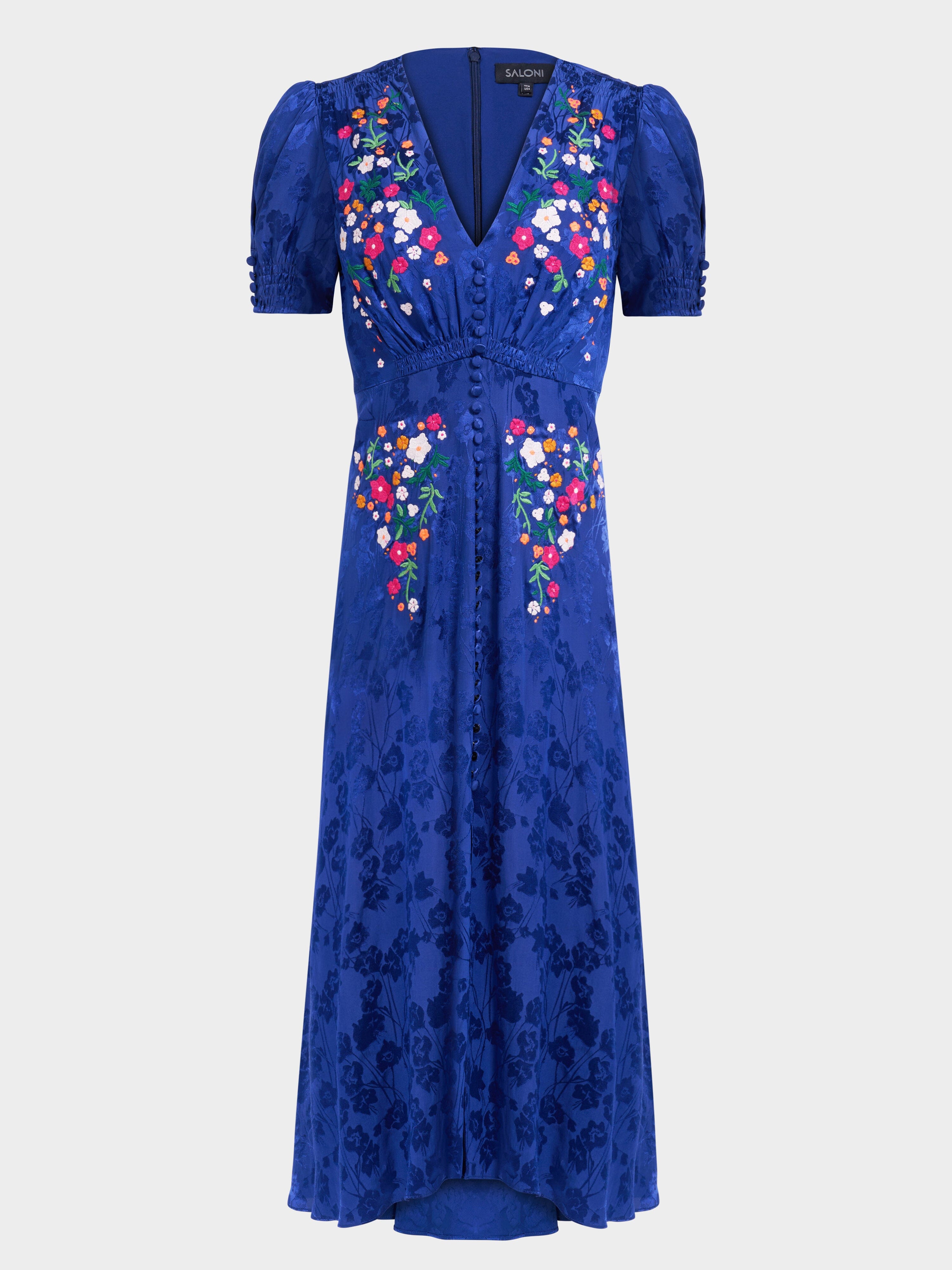 Lea Dress in Royal Indigo Embroidery