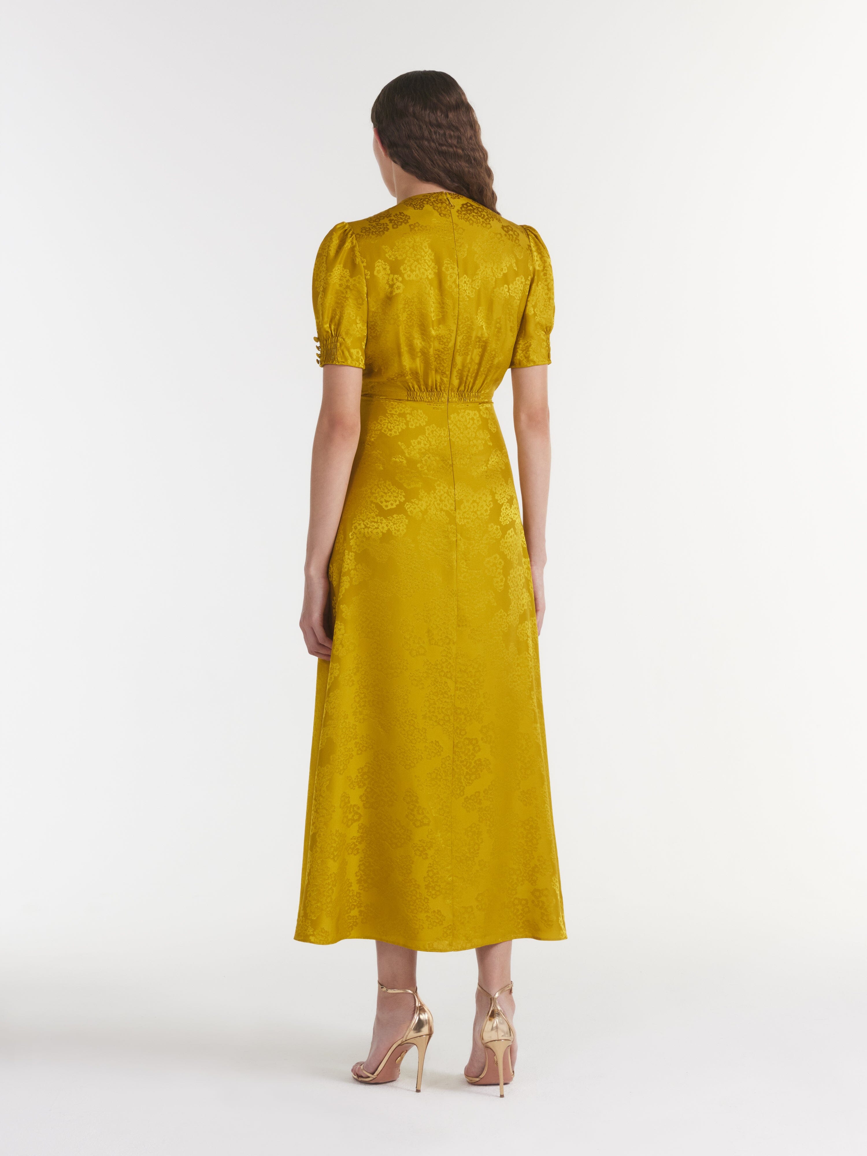 Lea Long Dress in Dark Gold – SALONI