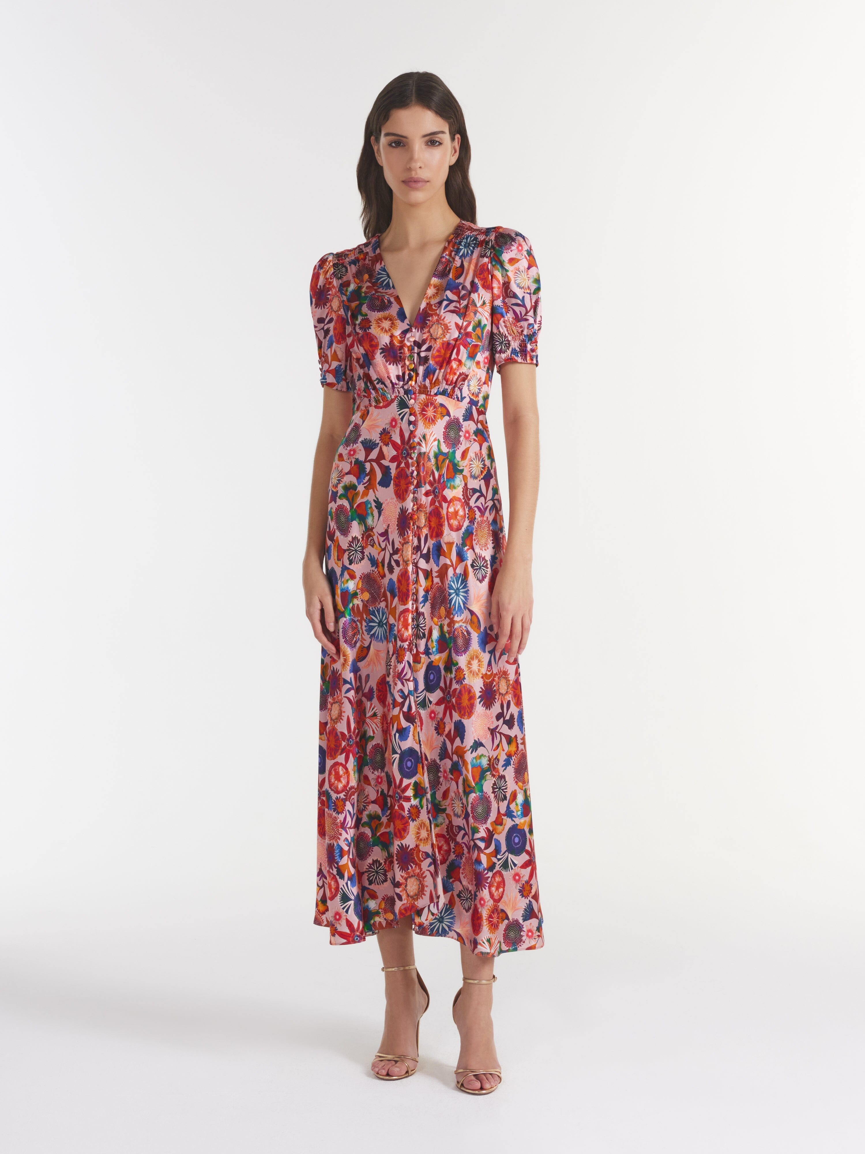 Hibiscus print hot sale maxi dress