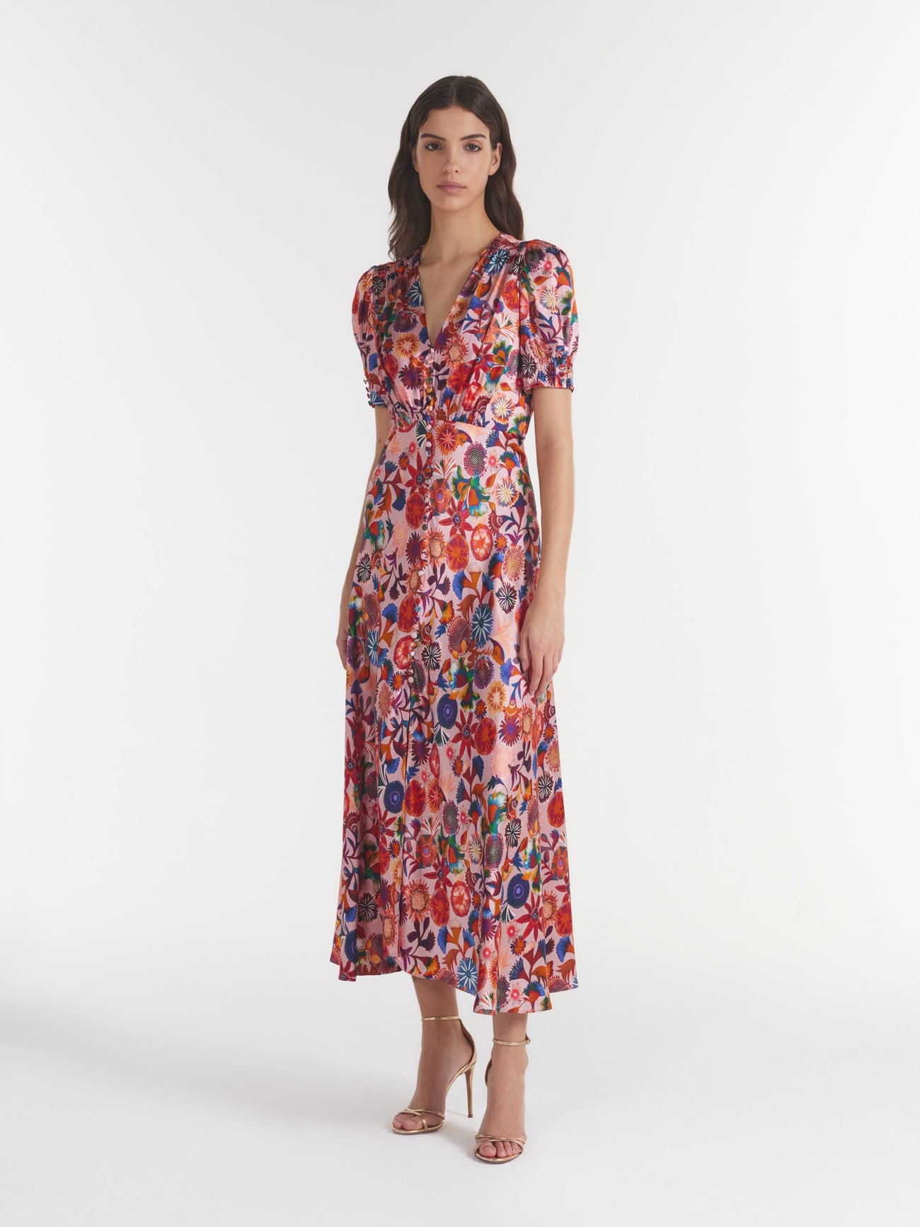 Load image into Gallery viewer, Lea Long Dress in Hibiscus Adorning