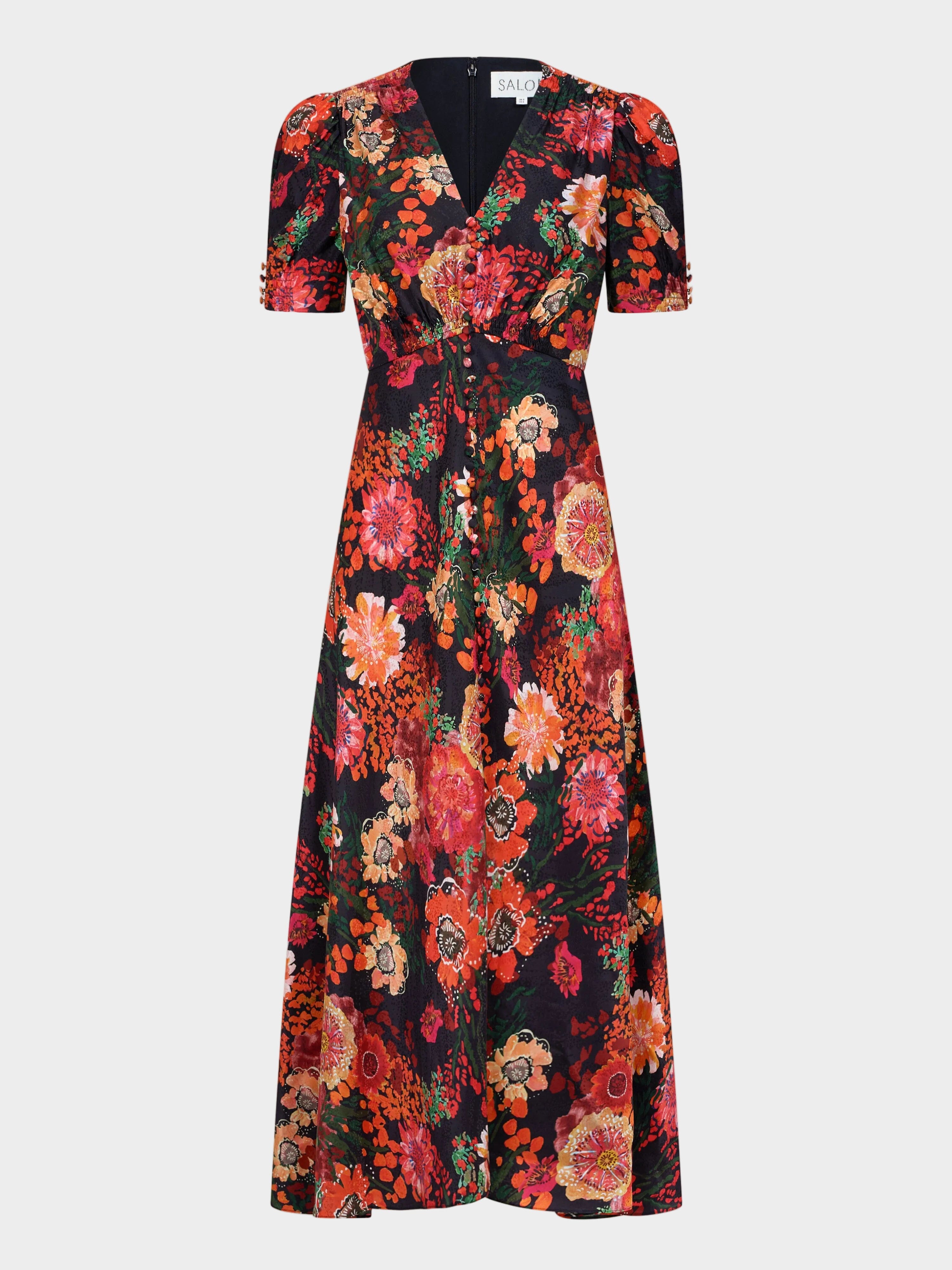 Lea Long Dress in Aster Flame