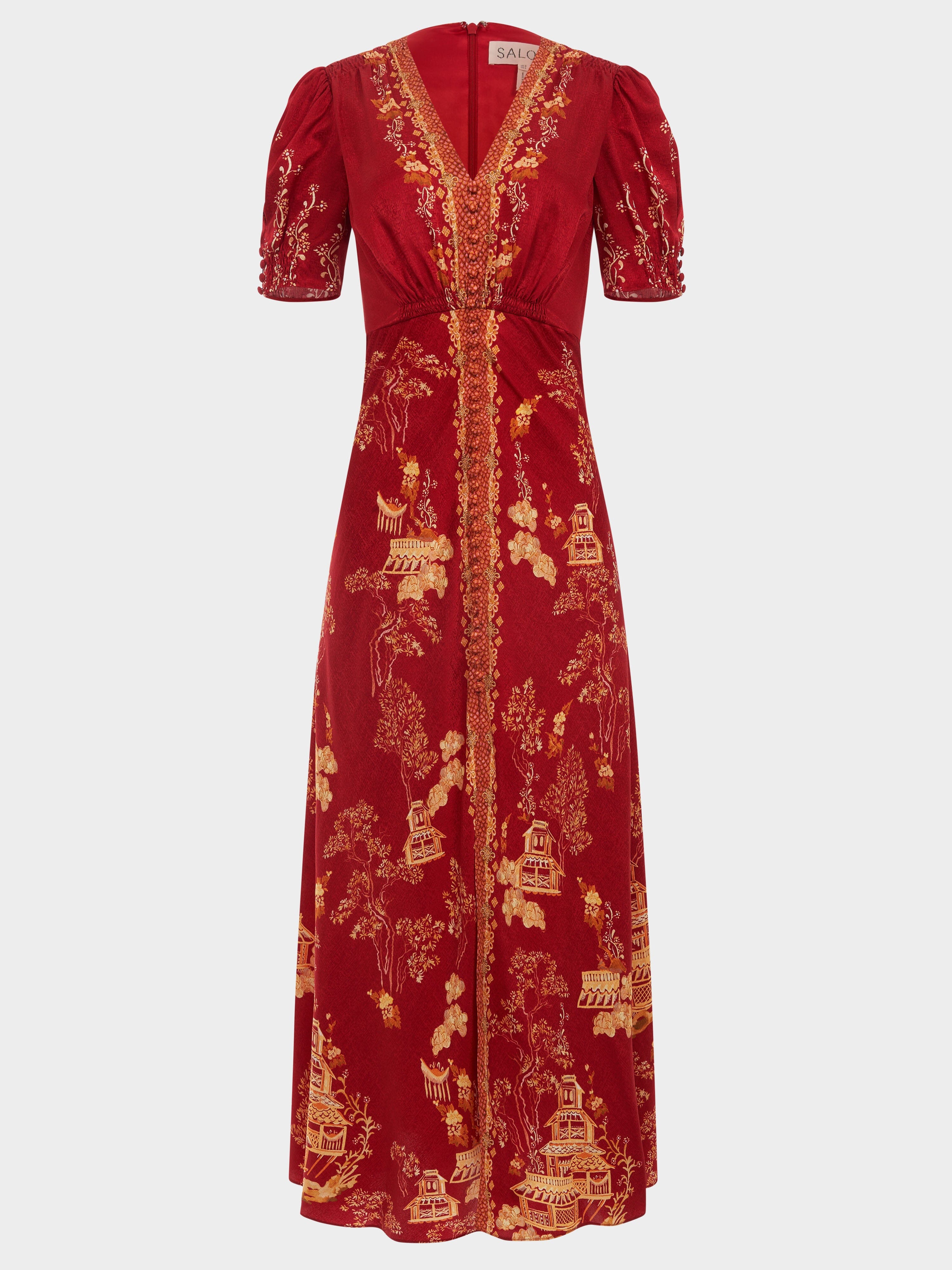 Lea Long Dress in Scarlet Pagoda