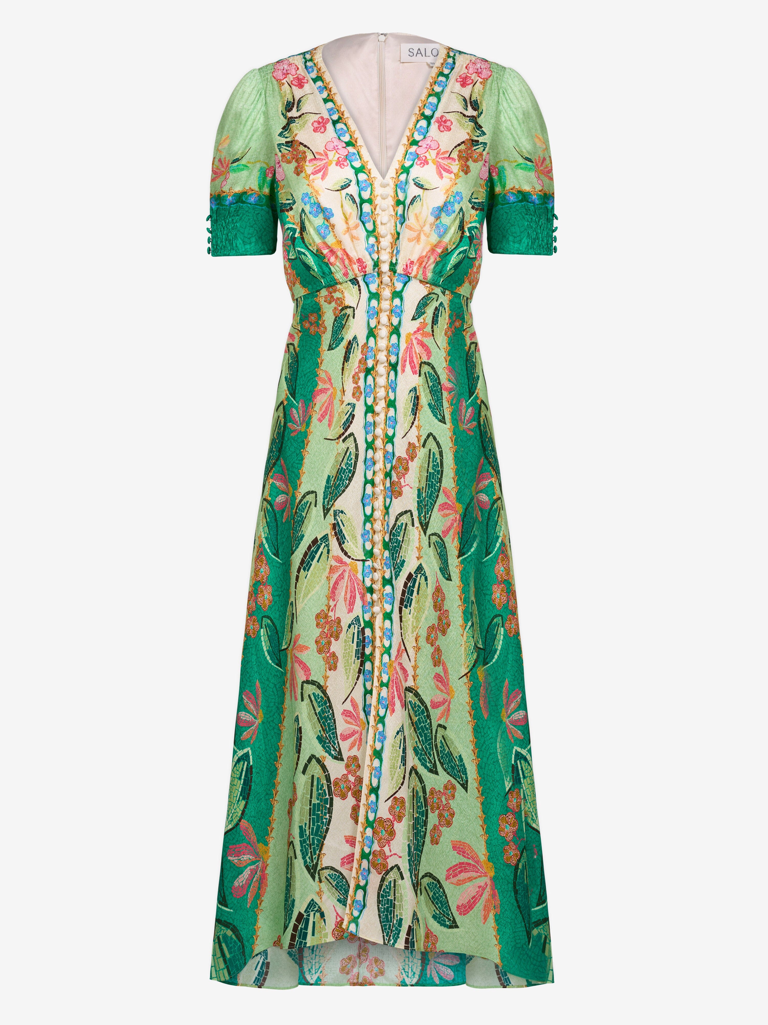Lea Long Dress in Terrazzo Jade