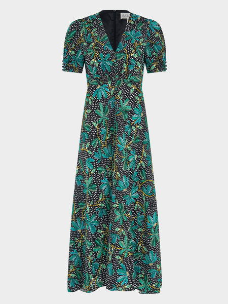 knee length dresses for ladies Lea Long Dress in Pelta Polka – SALONI