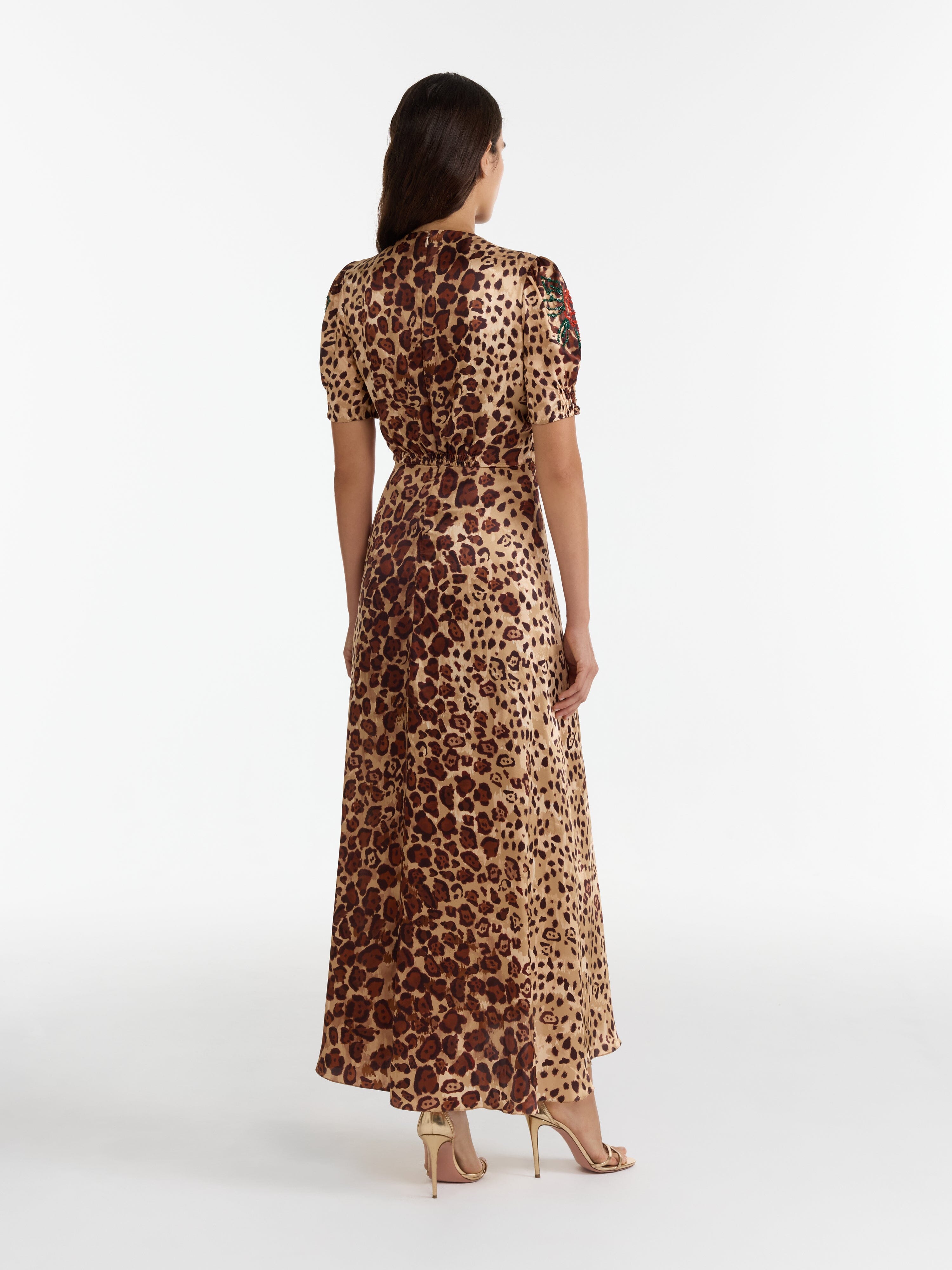 Lea Long Dress in Cheetah Rose