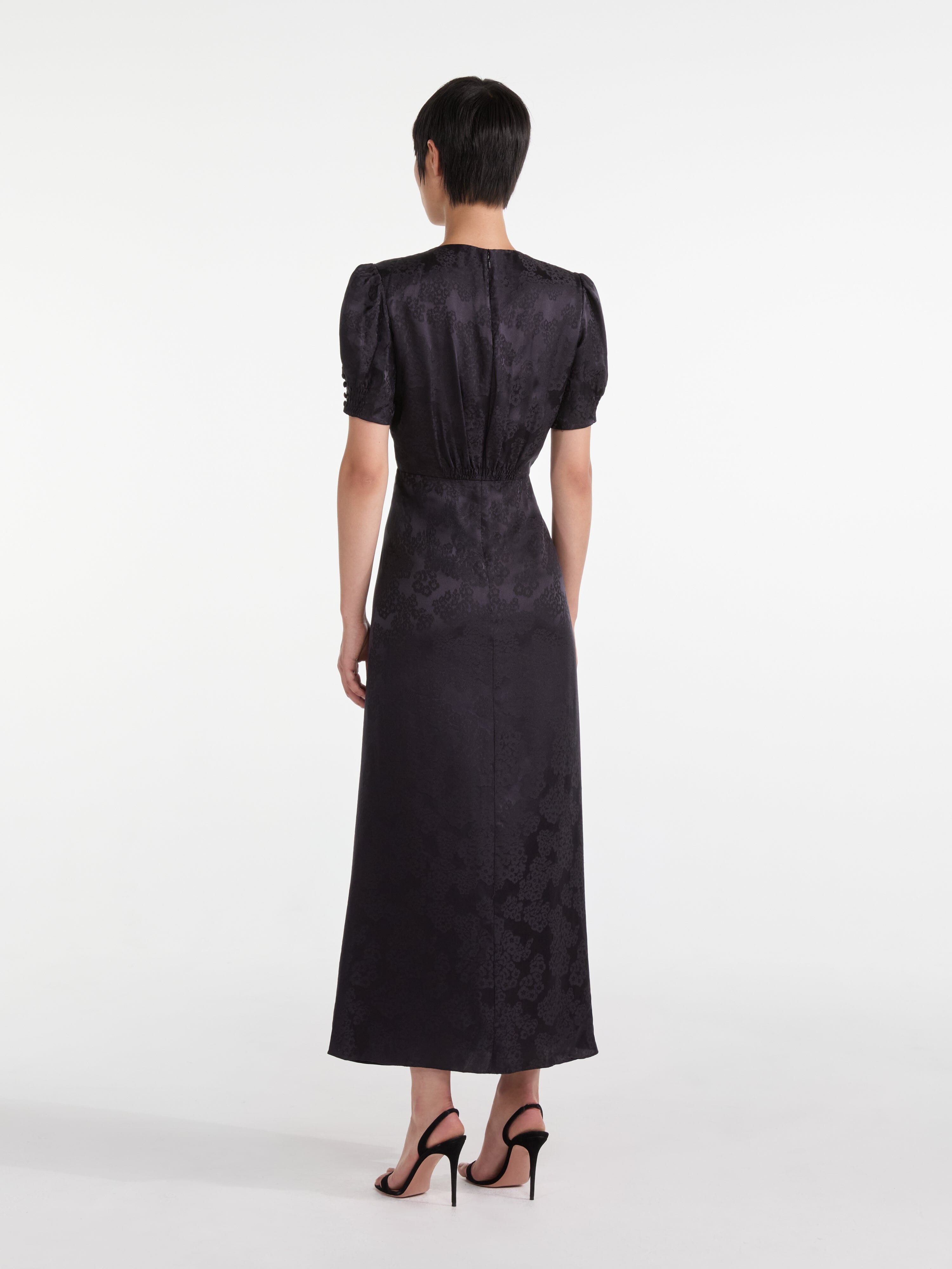 Lea Long Dress in Black Bright Flowers Embroidery Lea Long Dress in Black Bright Flowers Embroidery