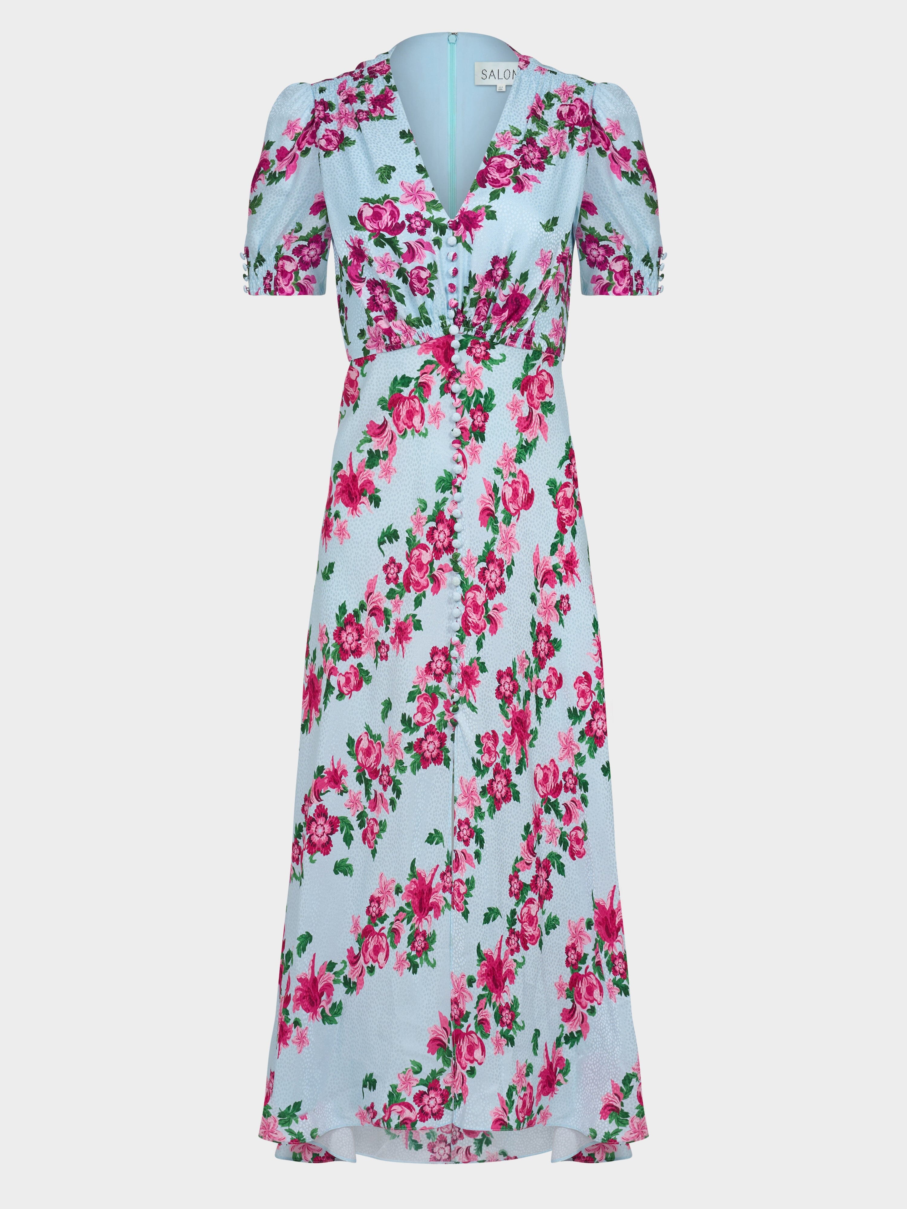 Lea Long Dress in Bellis Diagonal