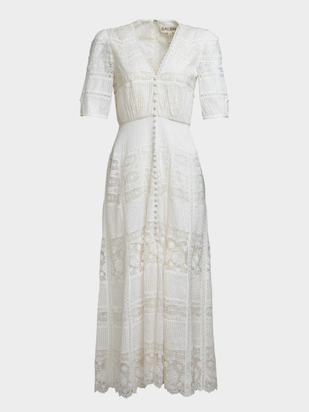chinese dress ladies Saloni Lea Long Lace Dress