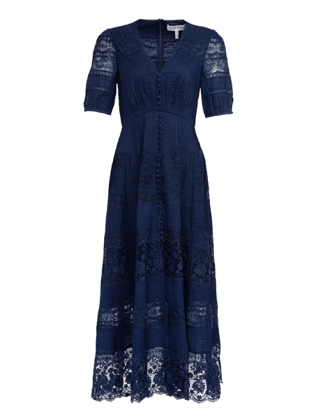 Lea Long Lace Dress in Navy SALONI Lea Long Lace Dress in Navy SALONI