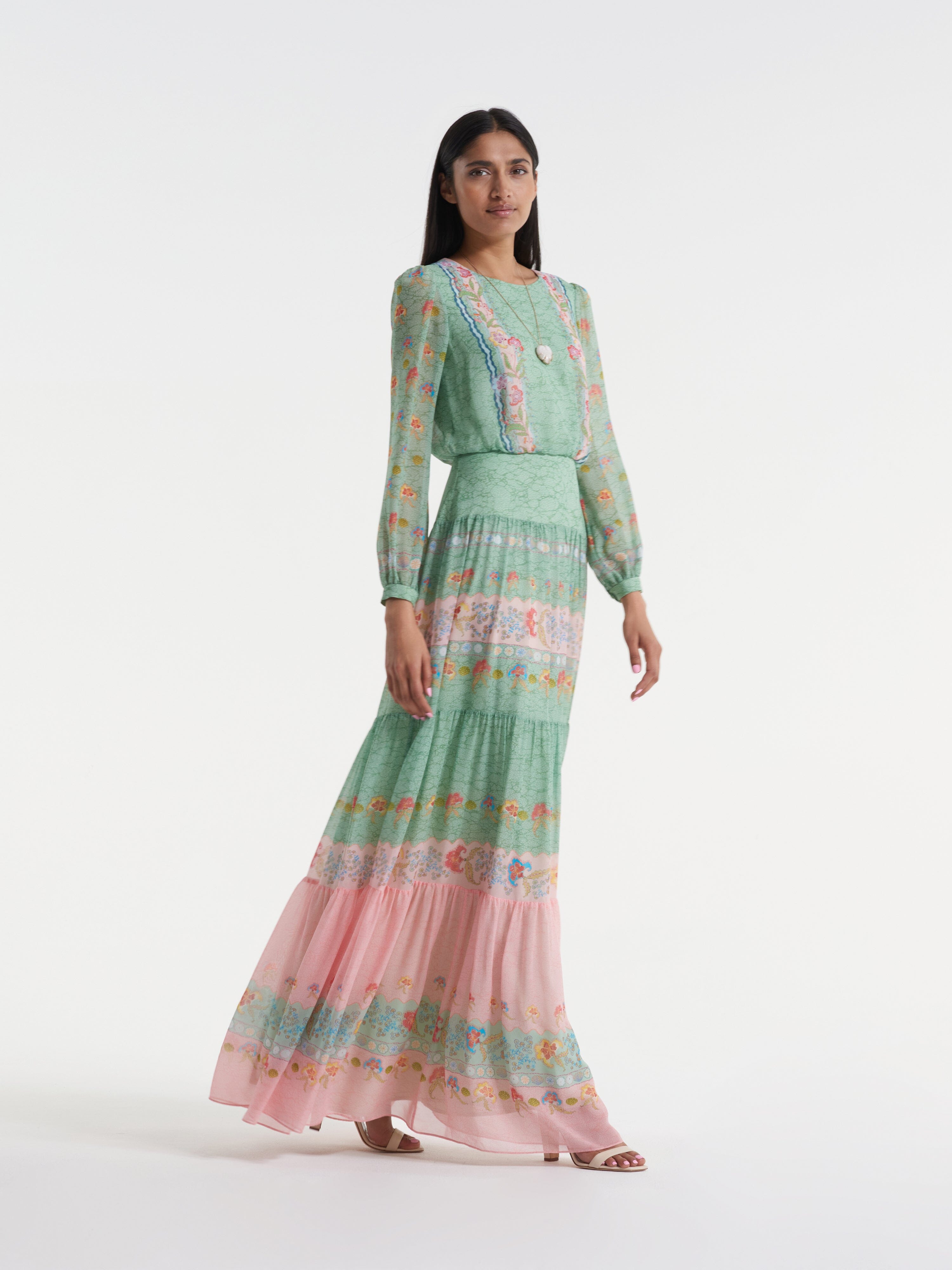 Isabel Long Dress in Delemare Wave SALONI