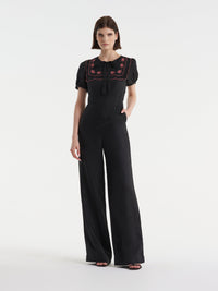 Marlowe Jumpsuit in Black with Shell Embroidery